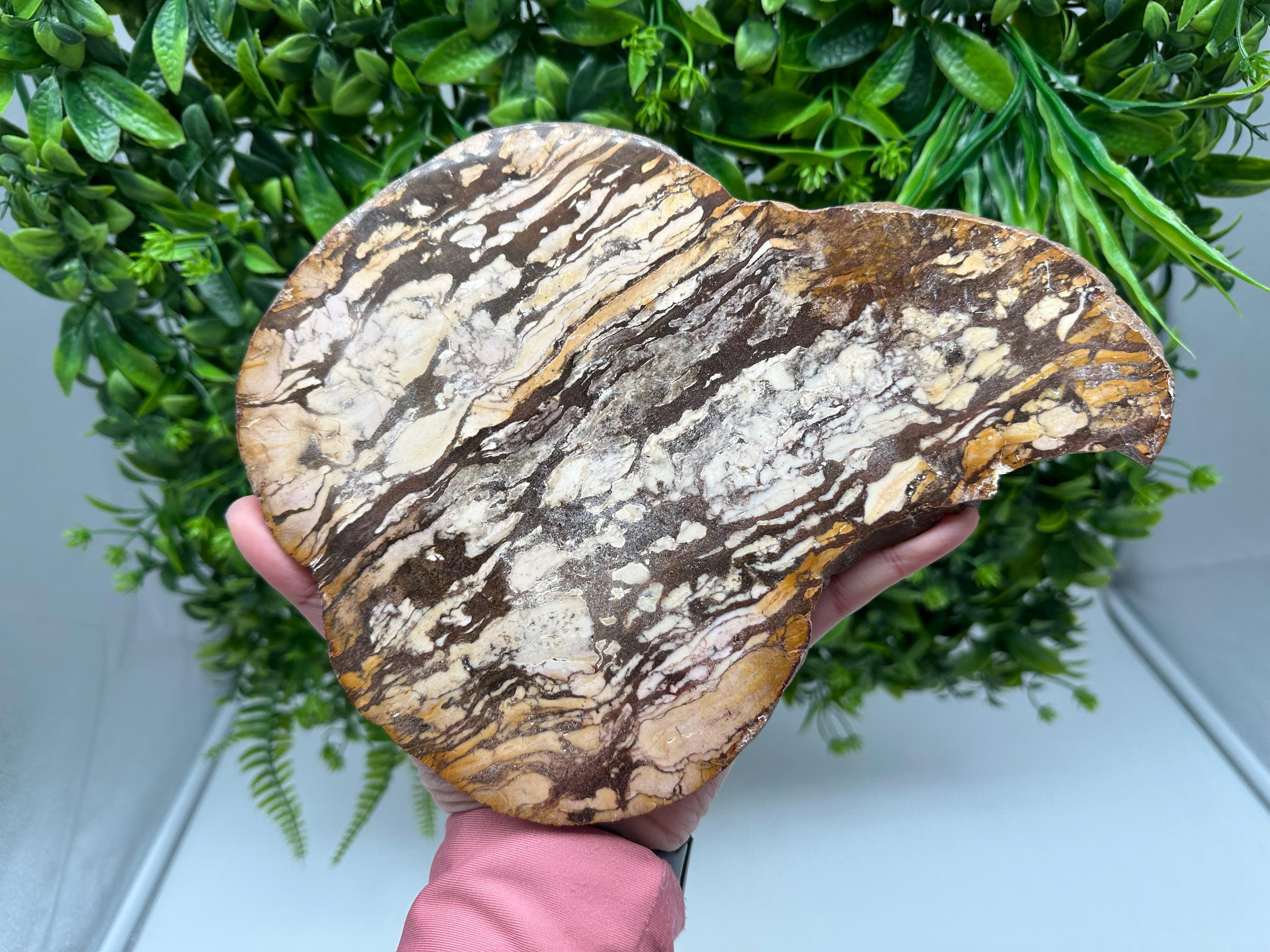 Polished Landscape Jasper Slab – Natural Scenic Stone Slice, Grounding Decor Specimen