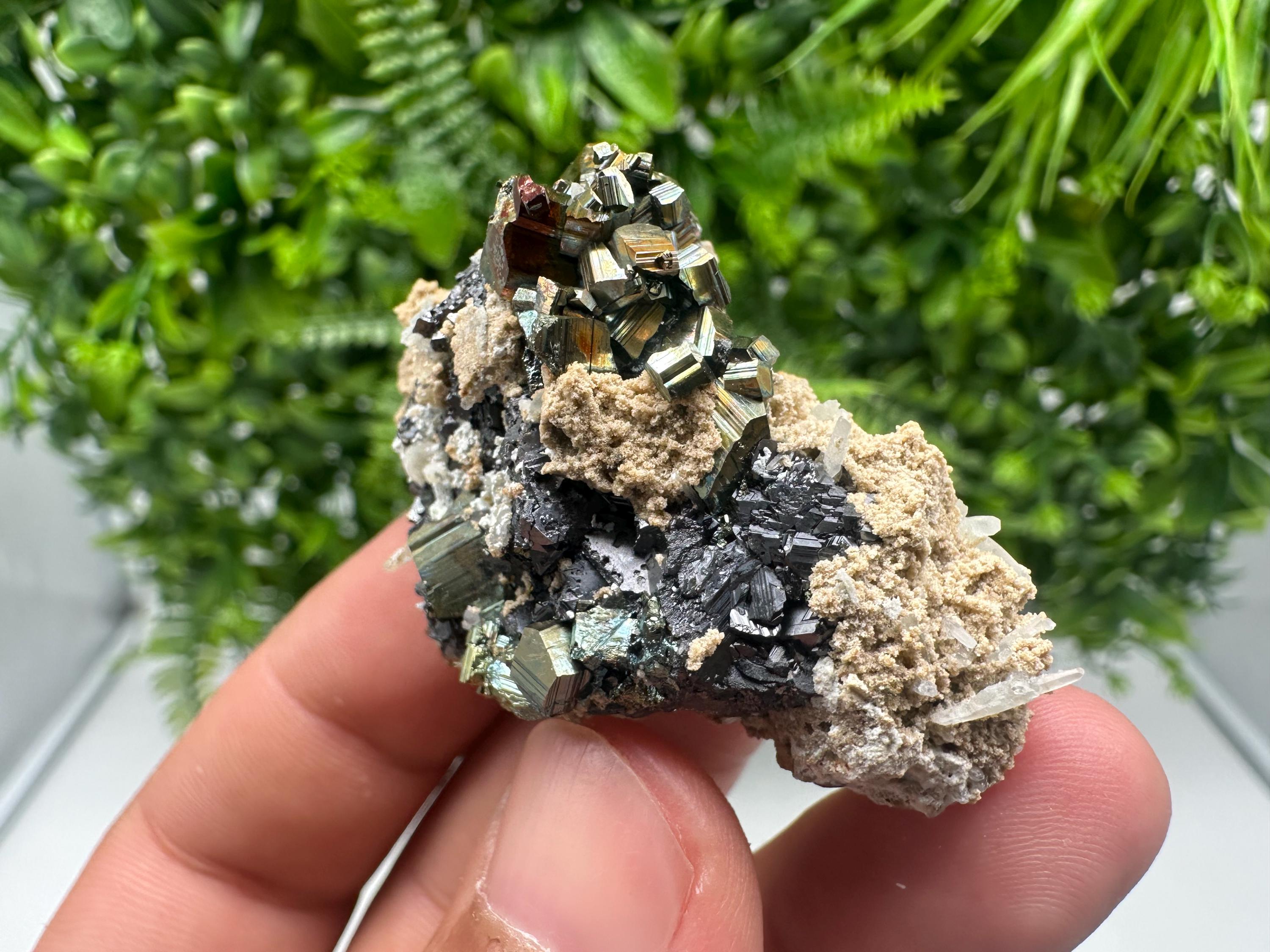 Calcite Pyrite Sphalerite Mineral Specimen: Madan Bulgaria Home Decor