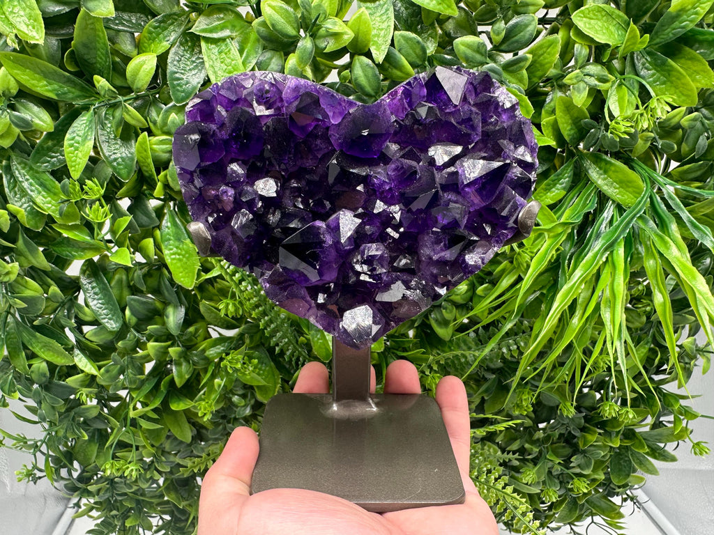 Large Purple Amethyst Heart: Natural Uruguay Crystal, Home Decor
