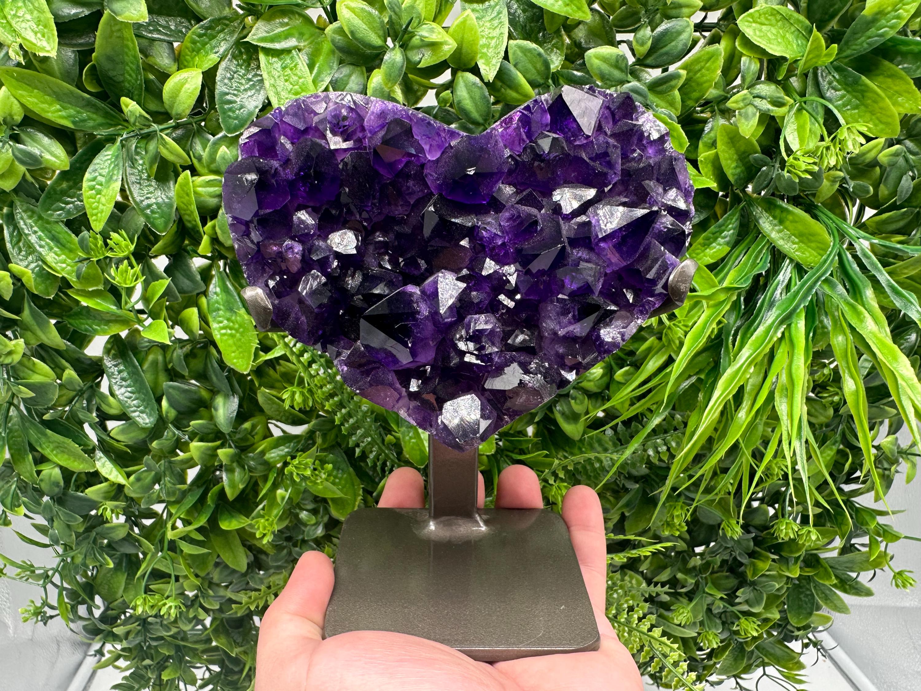 Large Purple Amethyst Heart: Natural Uruguay Crystal, Home Decor