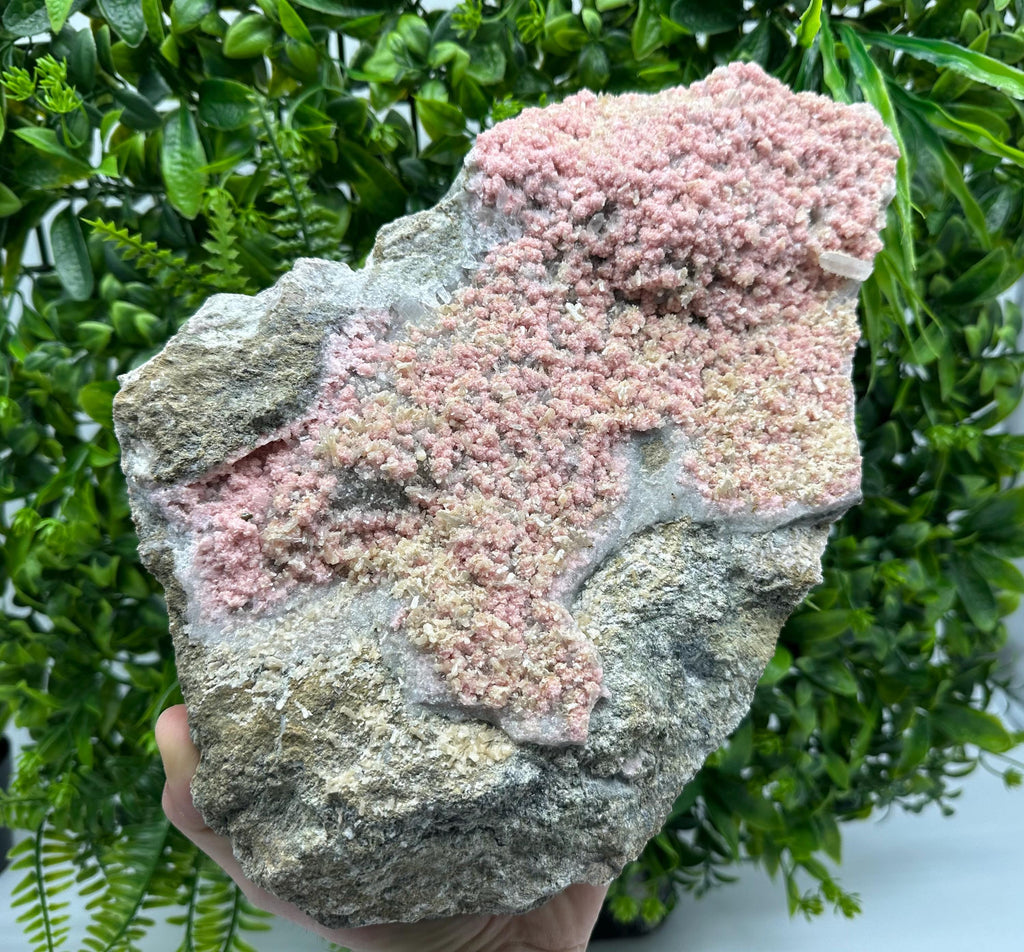 Large Rhodochrosite with Stilbite & Quartz, Bulgarian Mineral Specimen