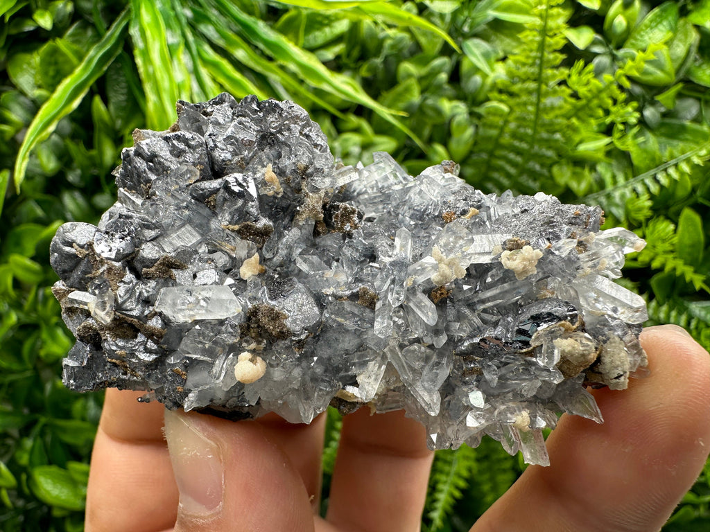 Spinel Galena on Transparent Quartz Mineral Specimen
