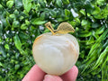Handcrafted Marbled Onyx Apple Sculpture: Natural Stone Decor