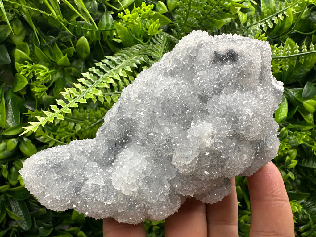 Blue Chalcedony Quartz Cluster, Chlorite Inclusions, Bulgaria Crystal Decor