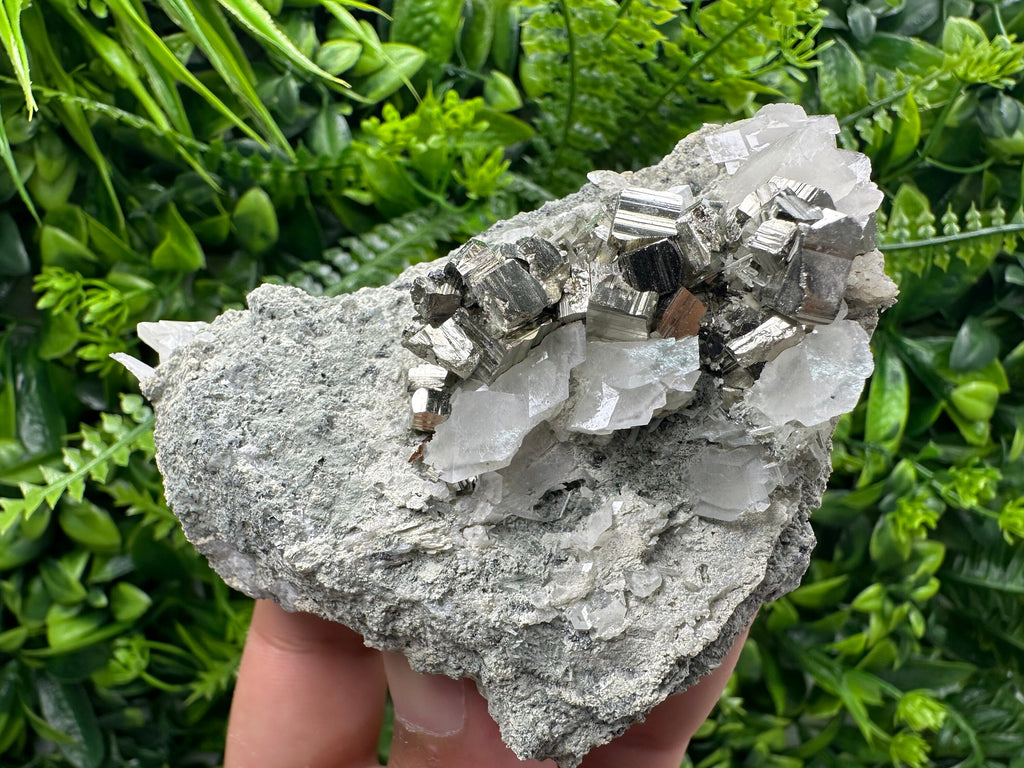 Pyrite Calcite on Matrix, Bulgaria Mineral Specimen, Home Decor Stone