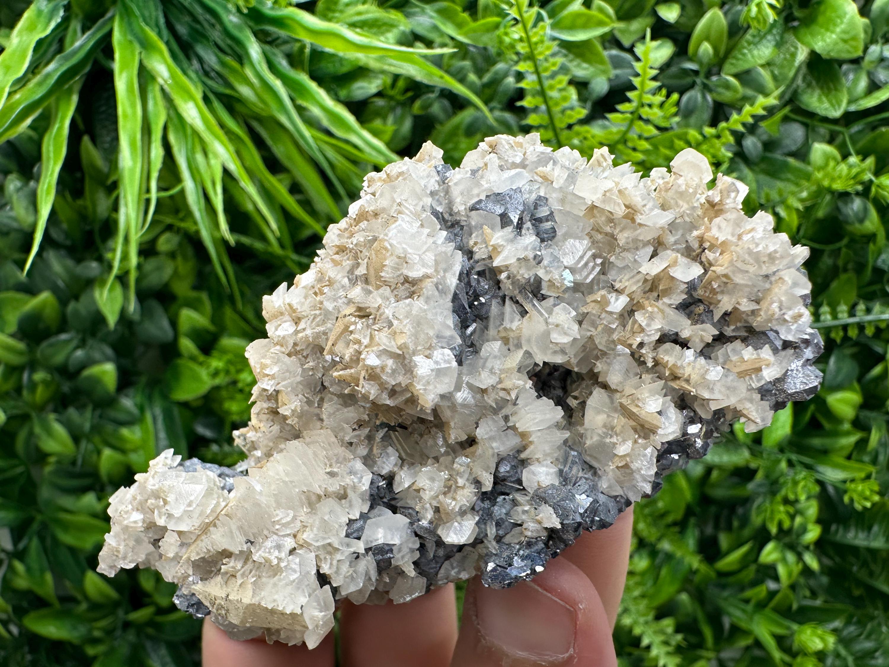 Galena Quartz Calcite Cluster, Bulgaria Mineral Specimen (10/6/4 cm)