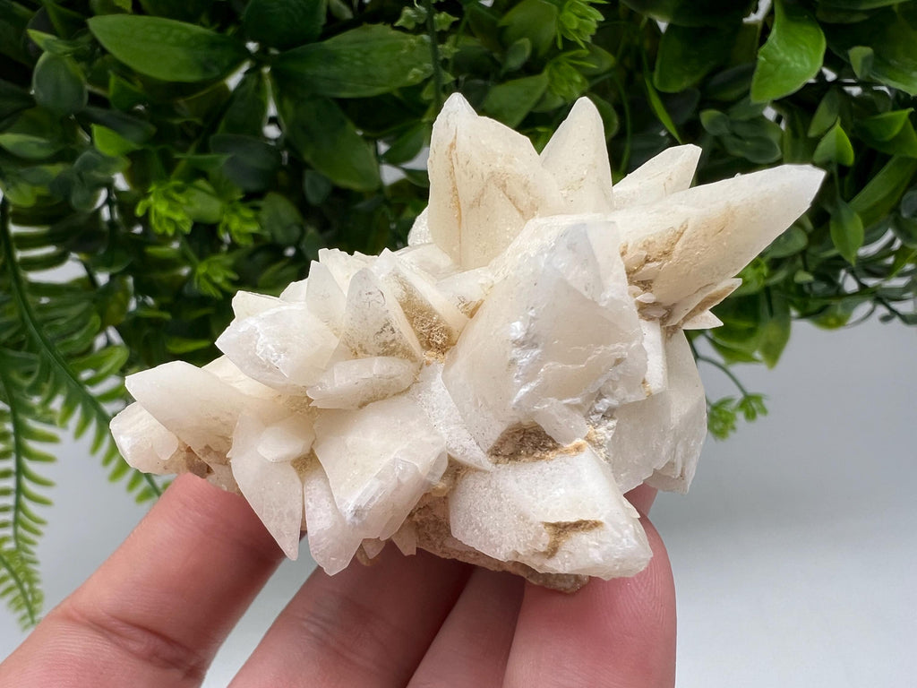 Calcite on Green Quartz: Djurcovo Mine, Bulgaria Healing Crystal