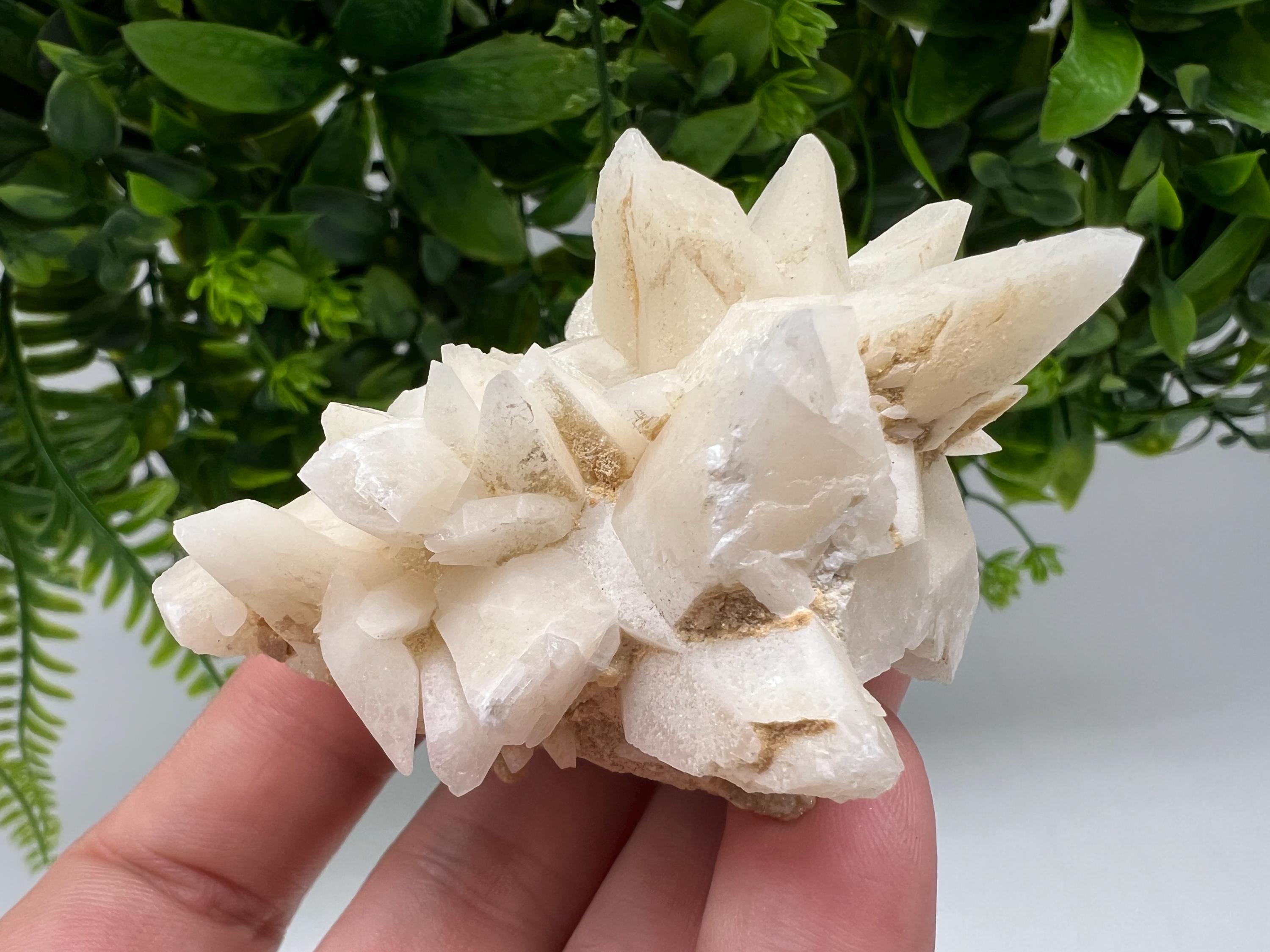Calcite on Green Quartz: Djurcovo Mine, Bulgaria Healing Crystal