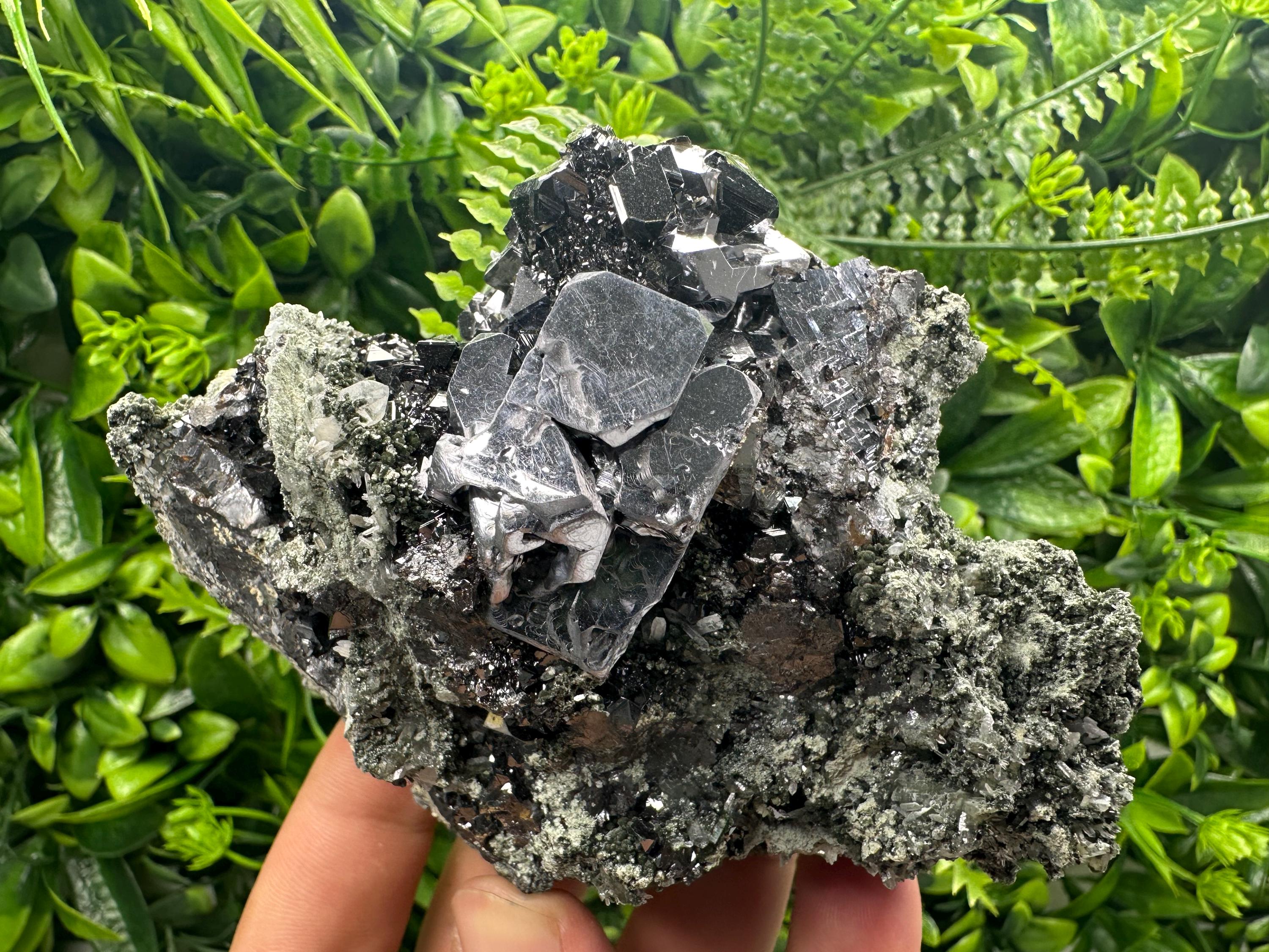 Shiny Galena Sphalerite on Quartz: Natural Mineral Souvenir