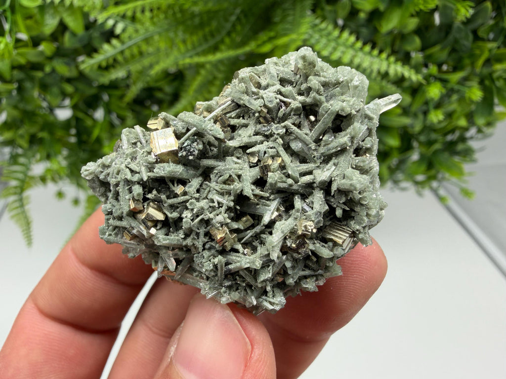 Pyrite on Green Quartz Mineral Specimen, Borieva Mine, Bulgaria