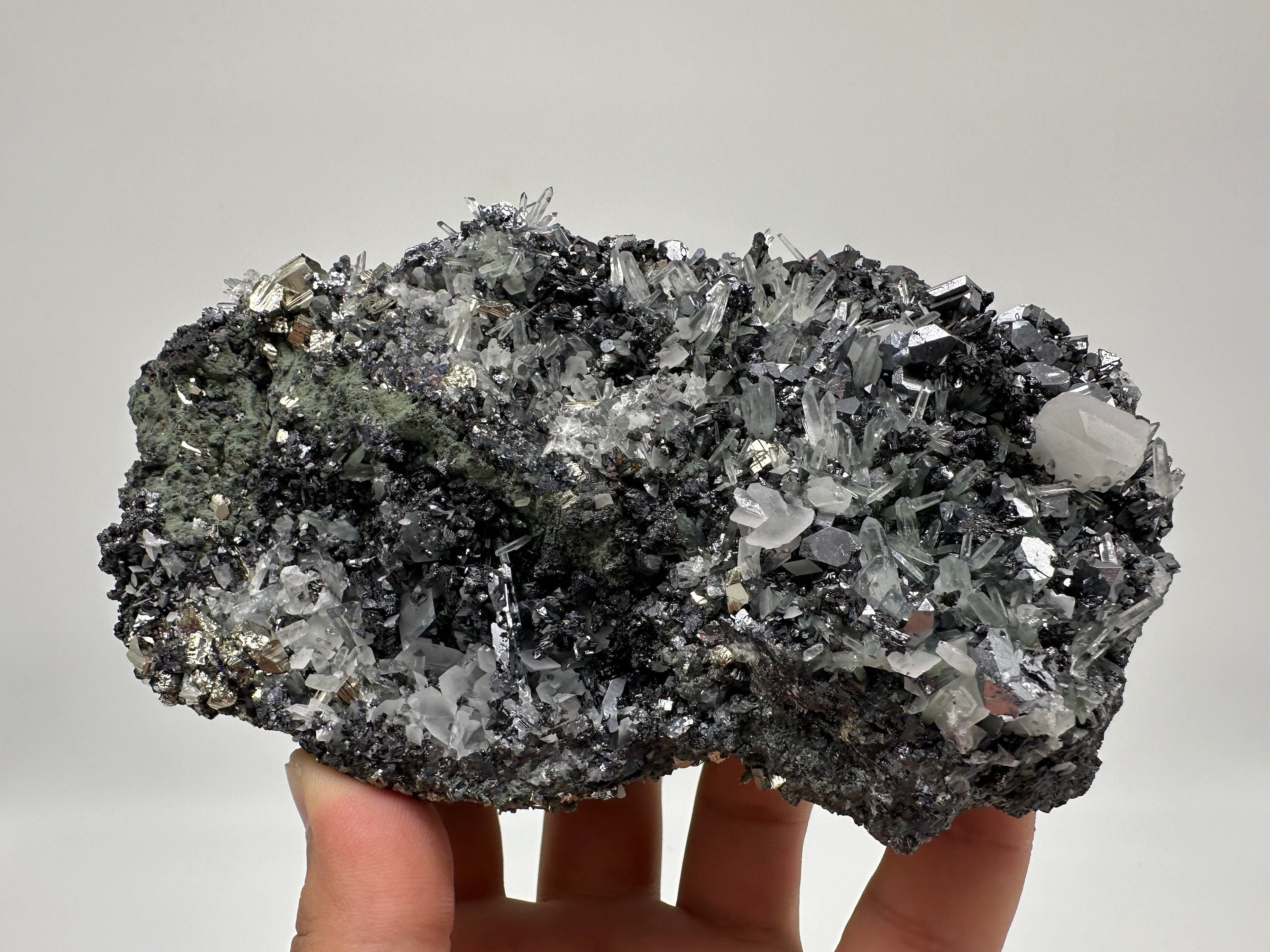 Galena Spinel Law, Sphalerite, Quartz, and Calcite Mineral Specimen
