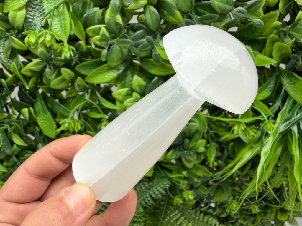 Selenite Mushroom – Carved Selenite Crystal Mushroom – Healing Crystal – Spiritual Decor – Meditation Stone – Reiki Crystal