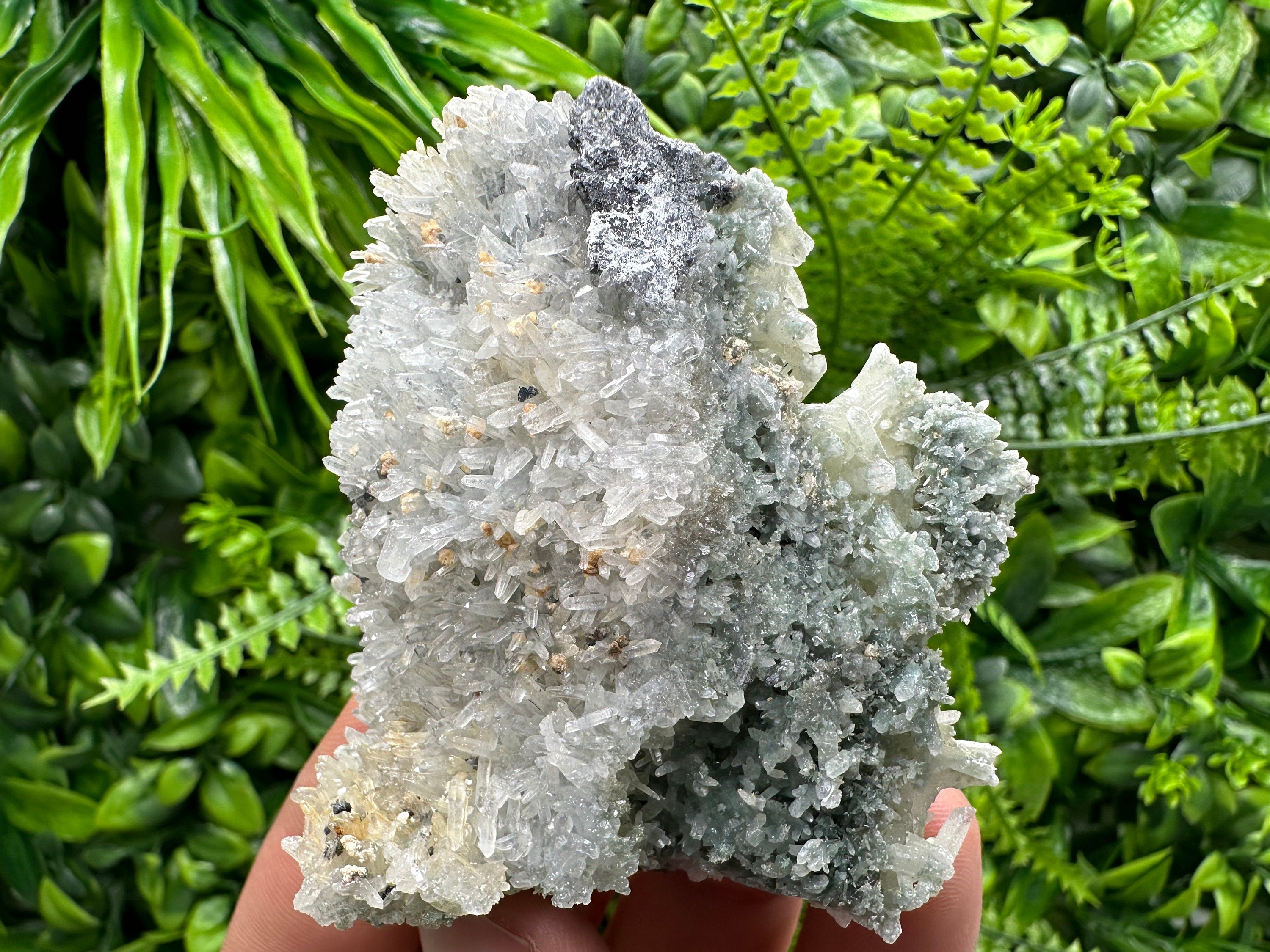 Chlorite Quartz Cluster: Bulgarian Mineral Specimen, Home Decor Stone