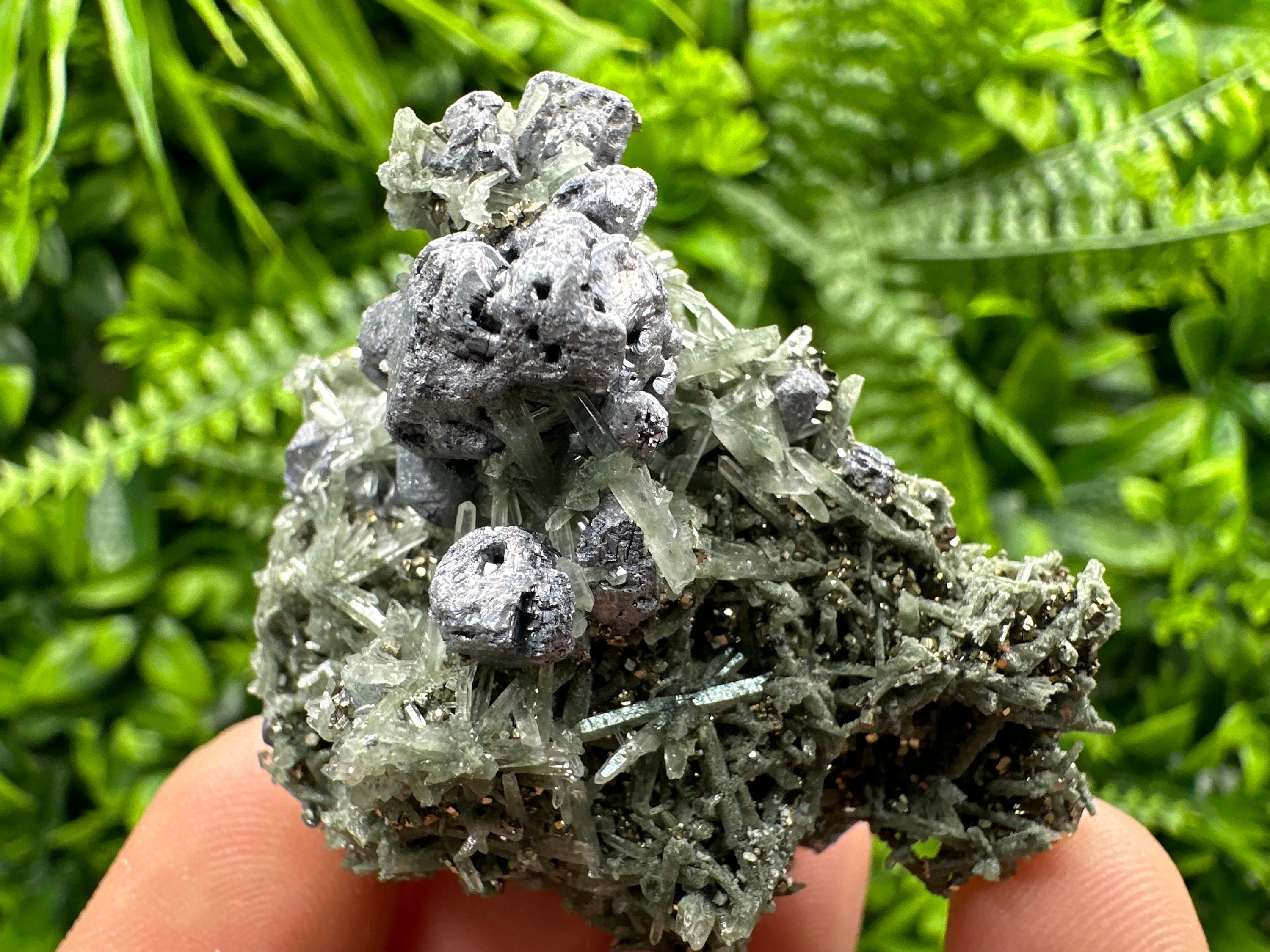Galena Pyrite on Quartz: Borieva Mine Mineral Decor Stone
