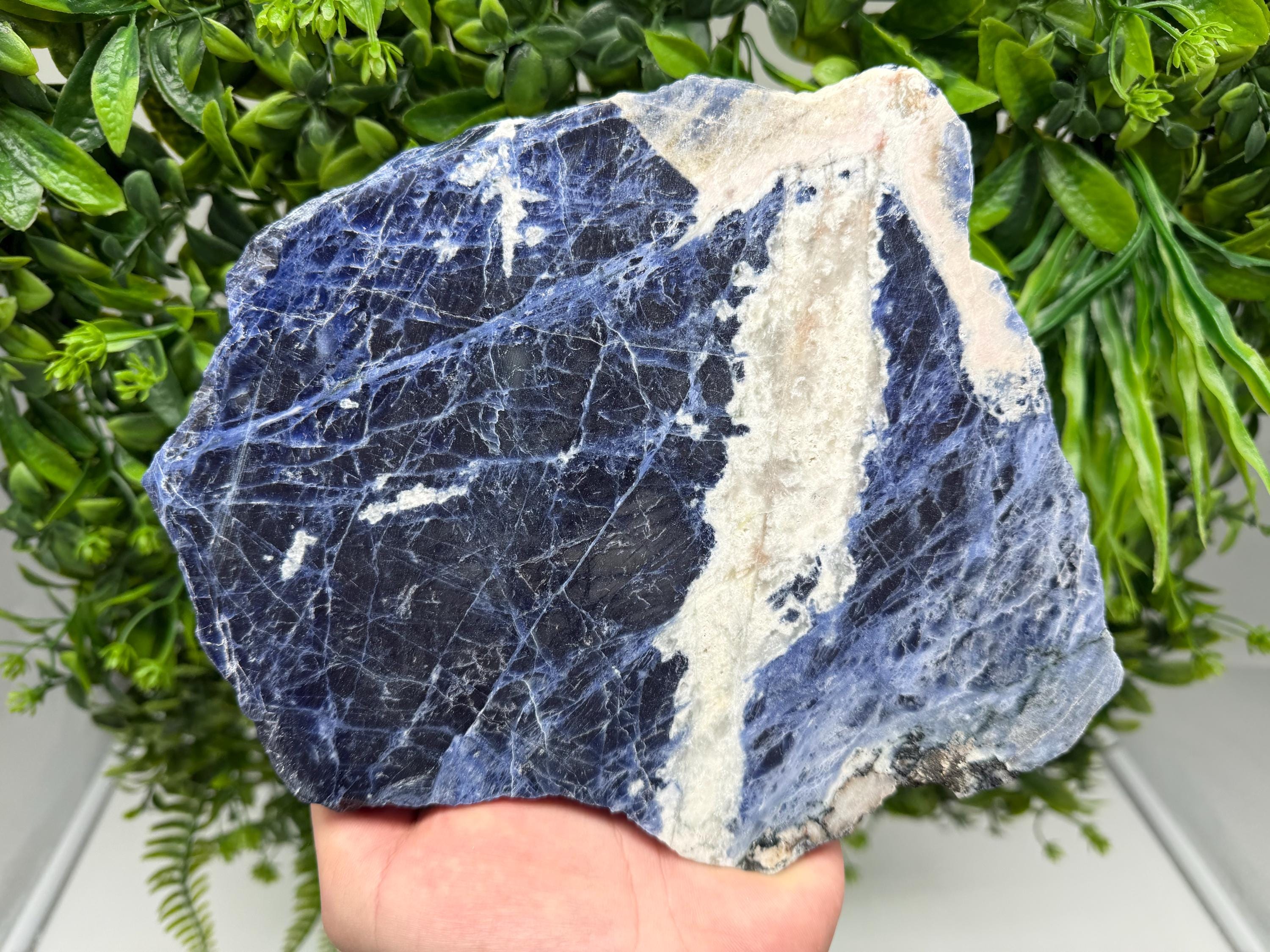 Polished Sodalite Slice – Natural Blue Crystal Slab, Home Decor Accent