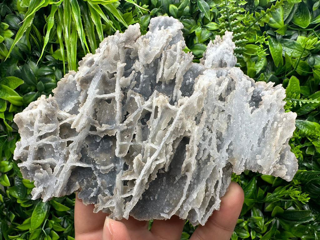 Blue Quartz Chalcedony with Chlorite, Bulgaria Crystal Decor Stone