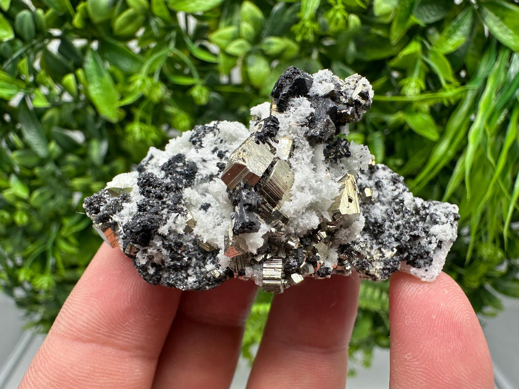 Pyrite Sphalerite Quartz Calcite Mineral Specimen, Bulgaria Crystal Decor
