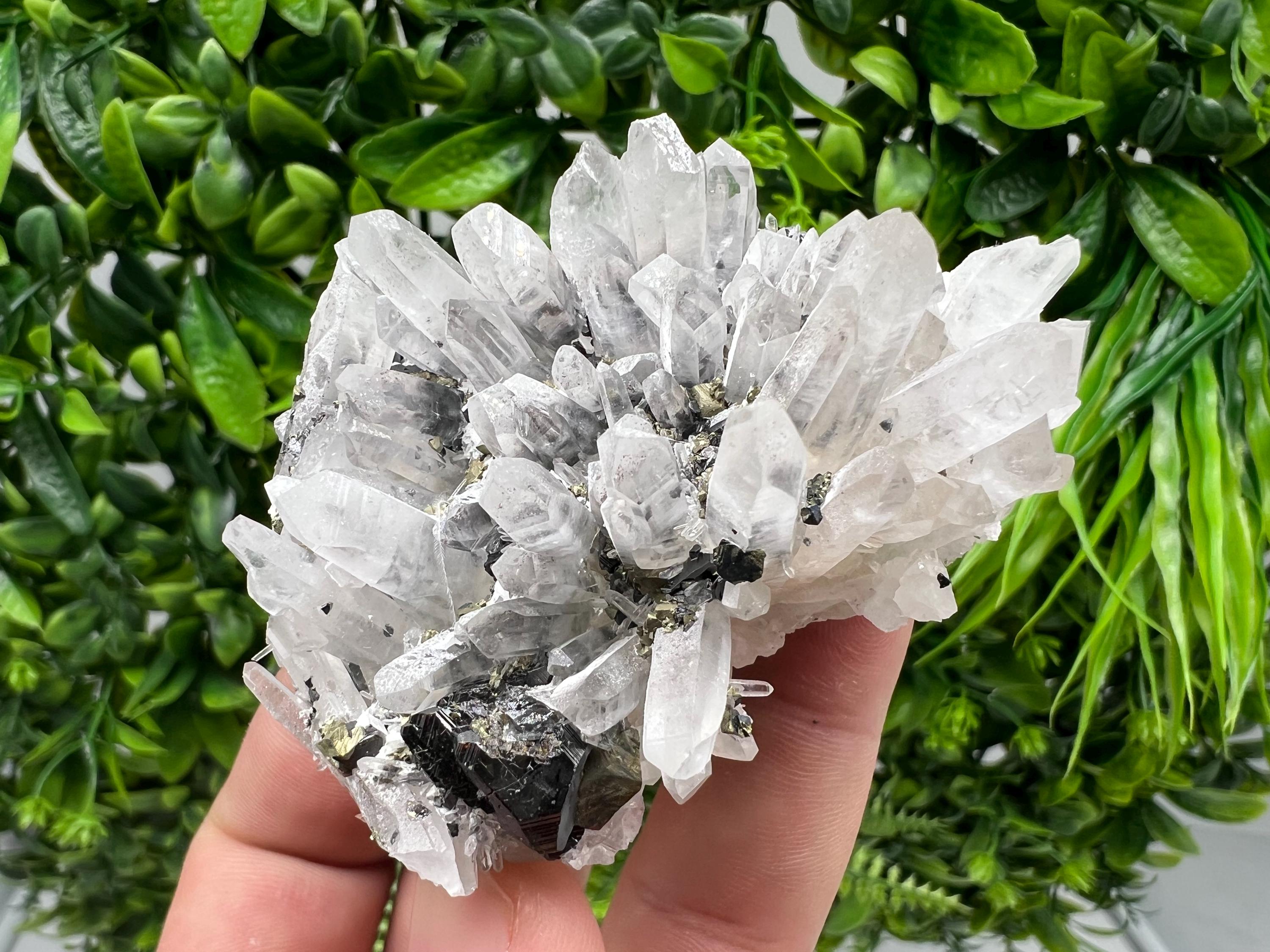 Wonderful Sphalerite Chalcopyrite on Green Quartz whit Hematite feom 9 th September mine,Bulgaria,natural,collection mineral specimen,gift