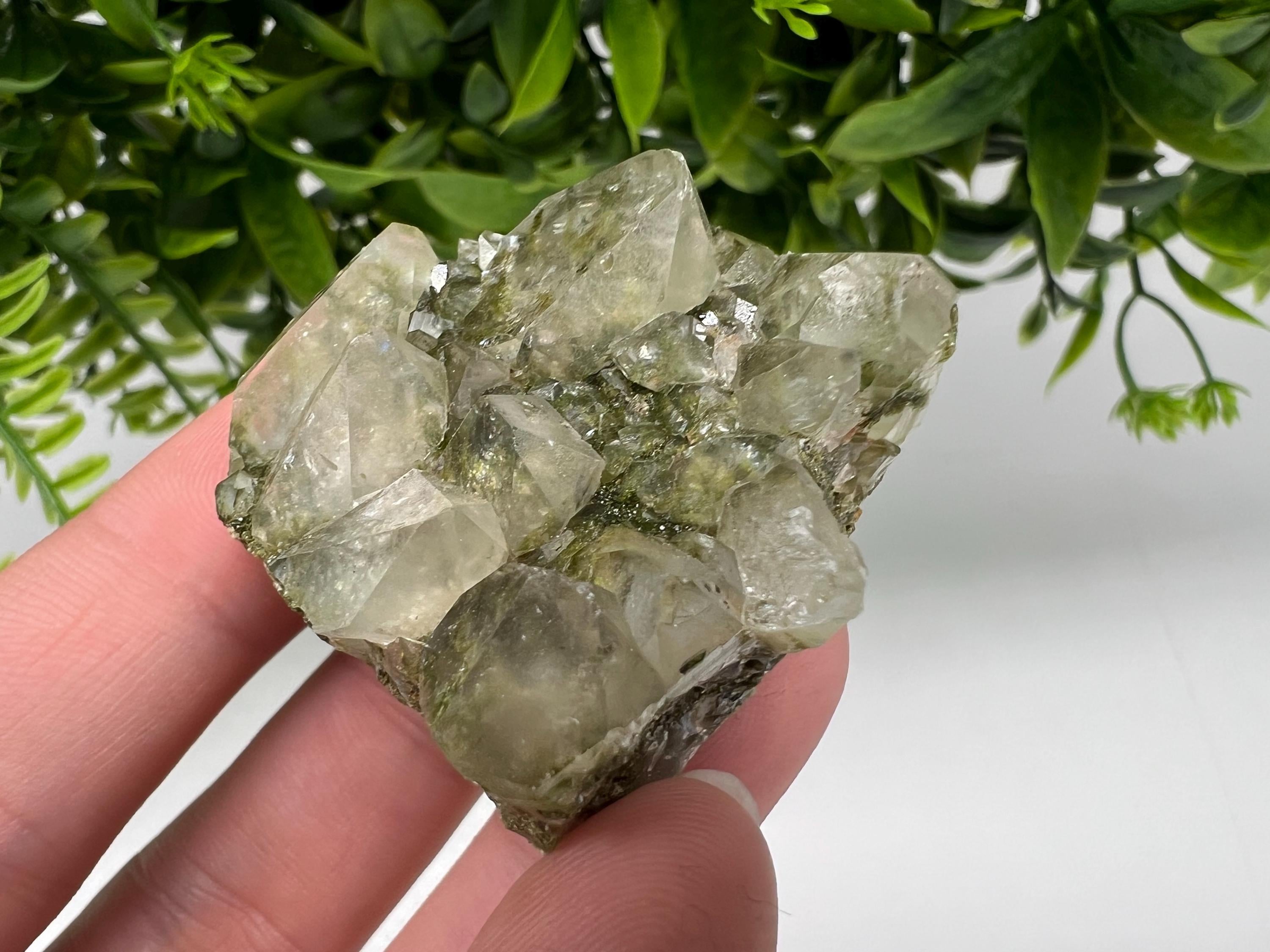 Sparkly Green Epidote with Quartz Crystals – Eastern Anatolian Mineral