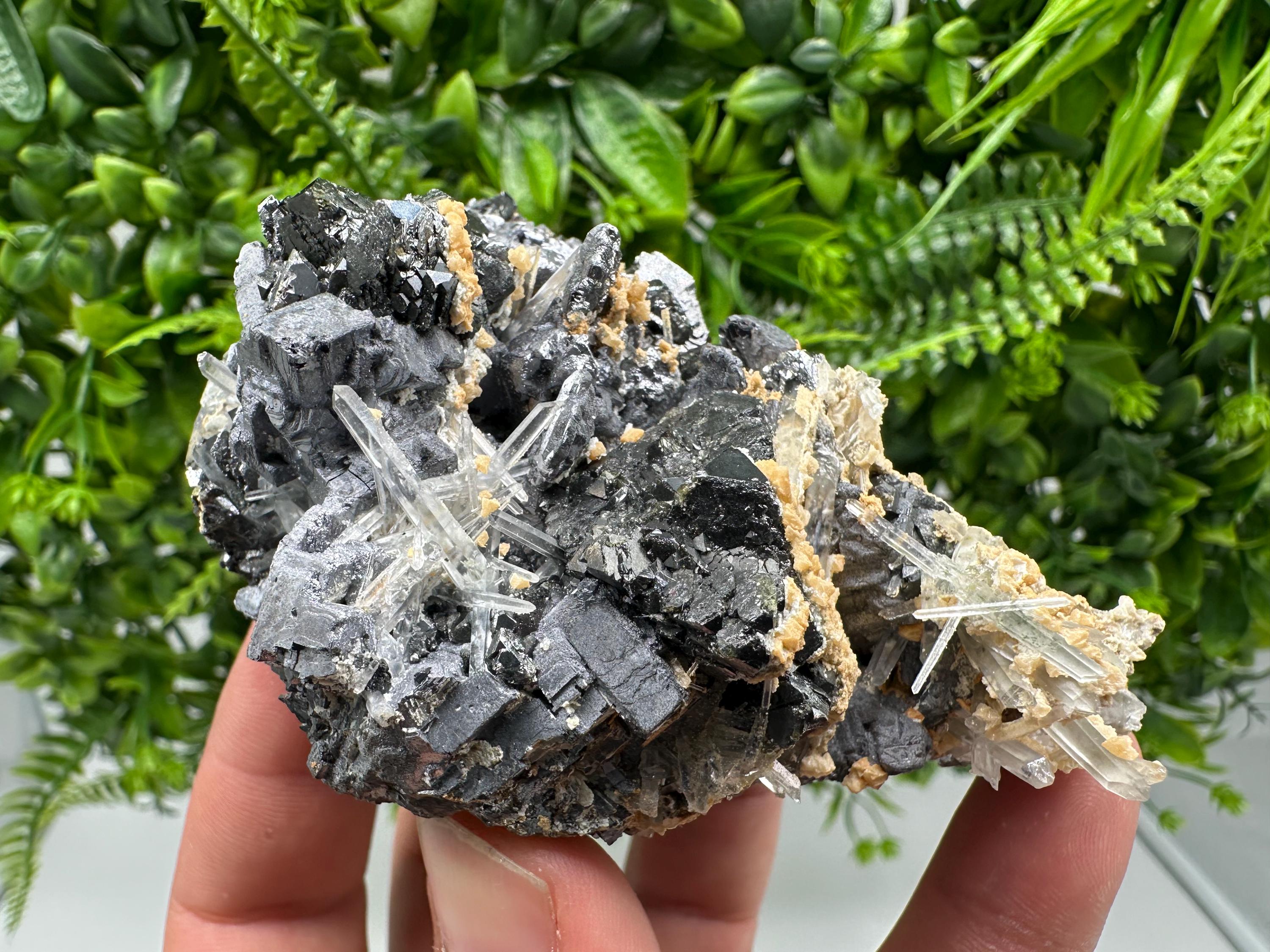 Amazing Galena spinel law on Quartz whit Siderite,from Krushev dol mine,Bulgaria,natural,collection mineral specimen,home decor crystal,souv