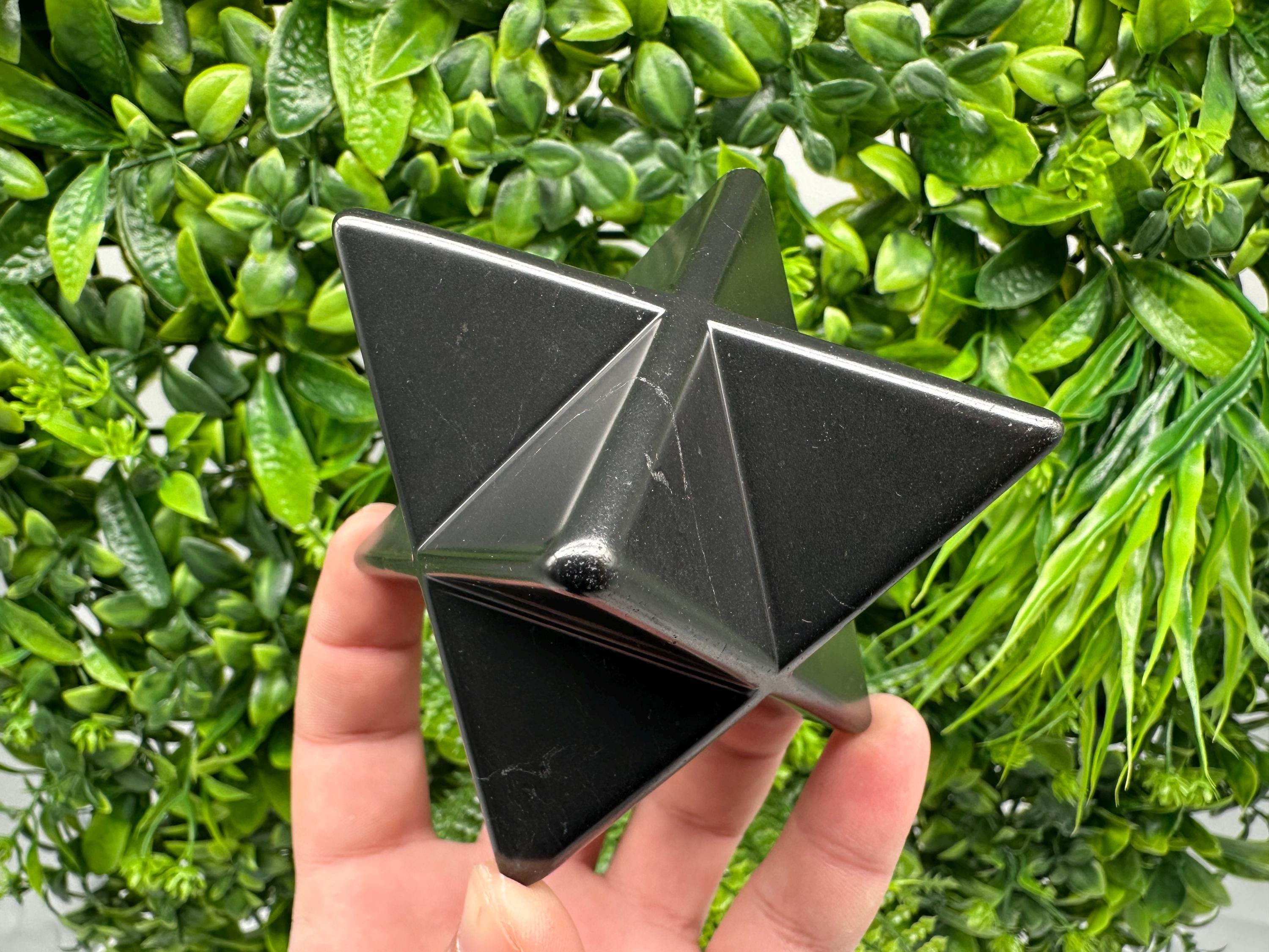 Polished Shungite Merkaba Star, Authentic Crystal, Reiki Healing