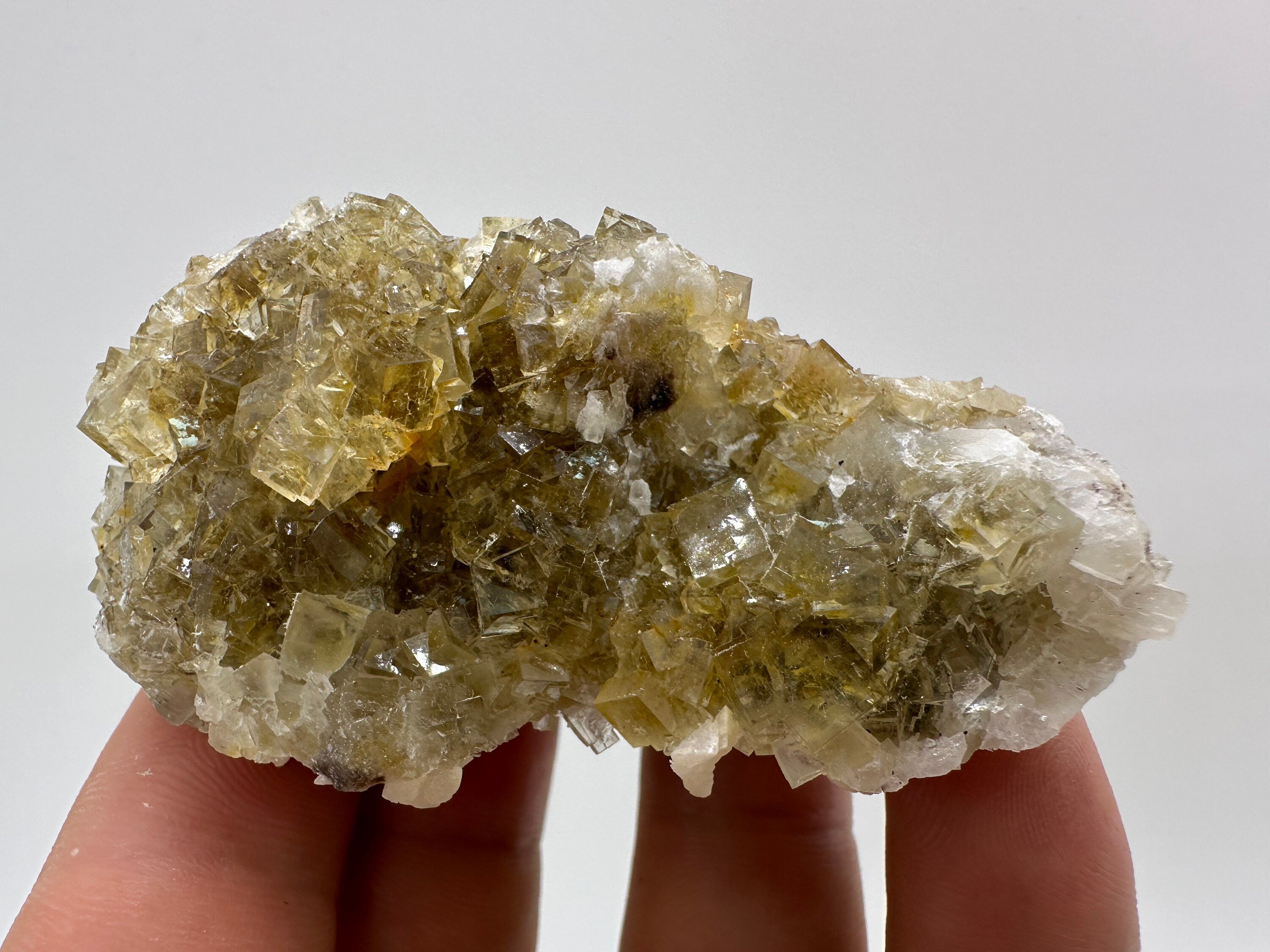 Yellow Fluorite and Calcite Mineral Specimen from Spain