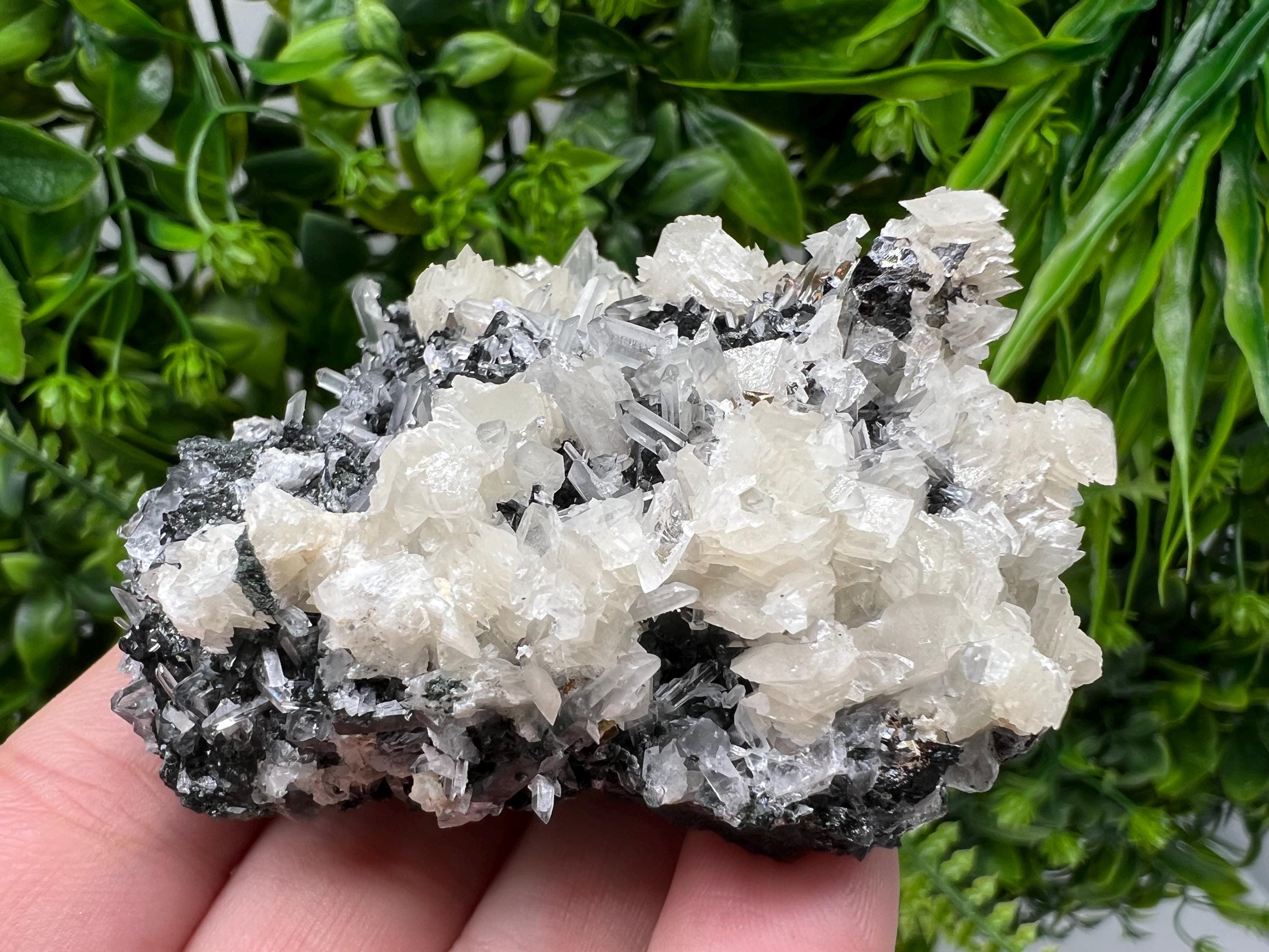 Calcite on Quartz Specimen: Borieva Mine, Bulgaria