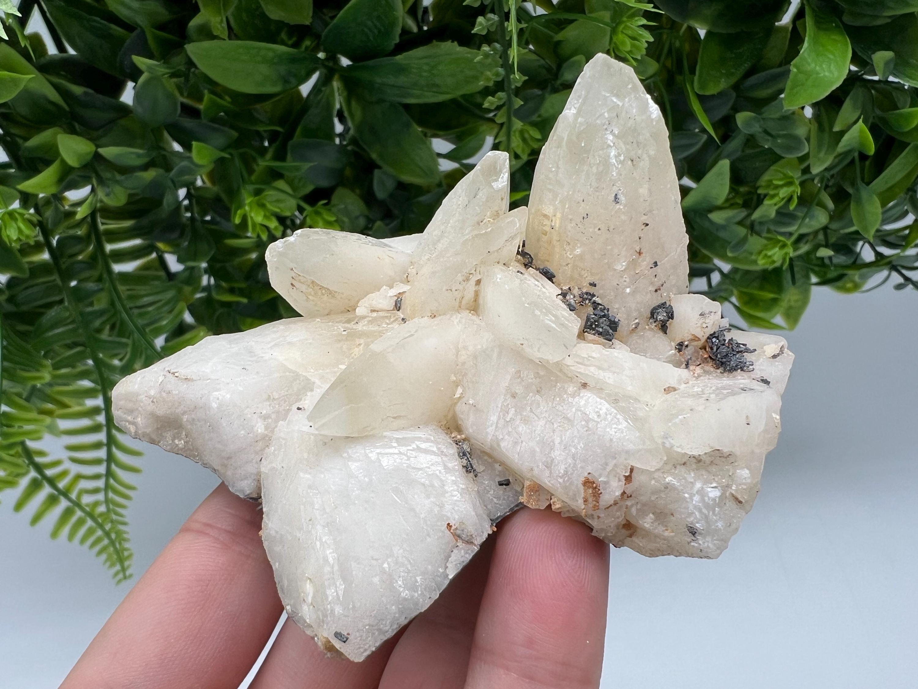 Calcite on Green Quartz: Rare Healing Crystal from Bulgaria