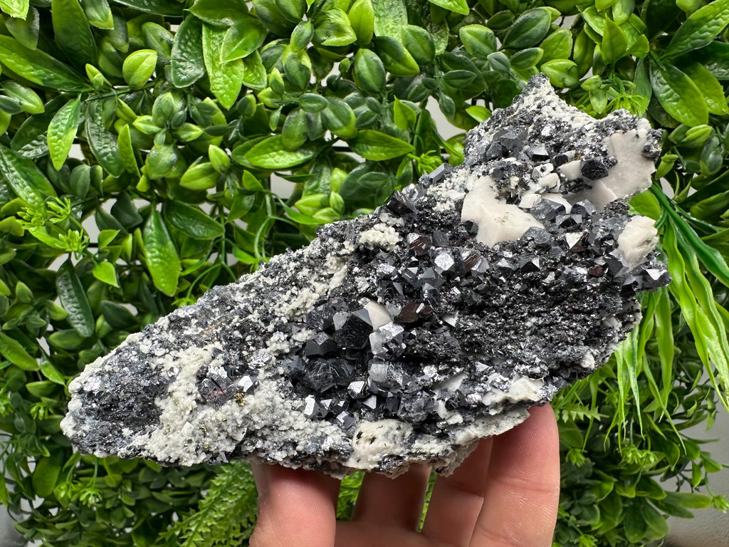 Aesthetic Shiny Galena,Chalcopyrite on Calcite and Quartz natural collection stone,rare minerals,gift,souvenir,home decor Borieva Bulgaria