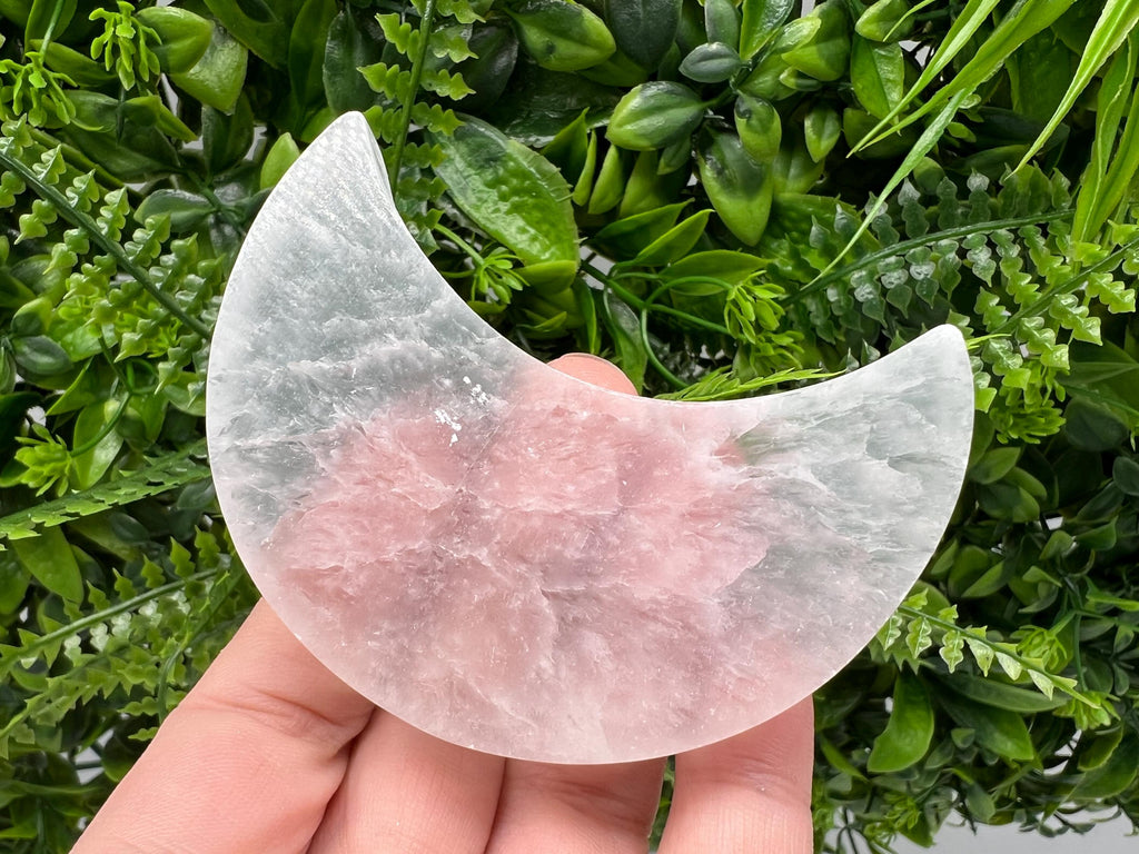 Polished Selenite Moon: Flat Crystal, Strong Energy (8/6cm)
