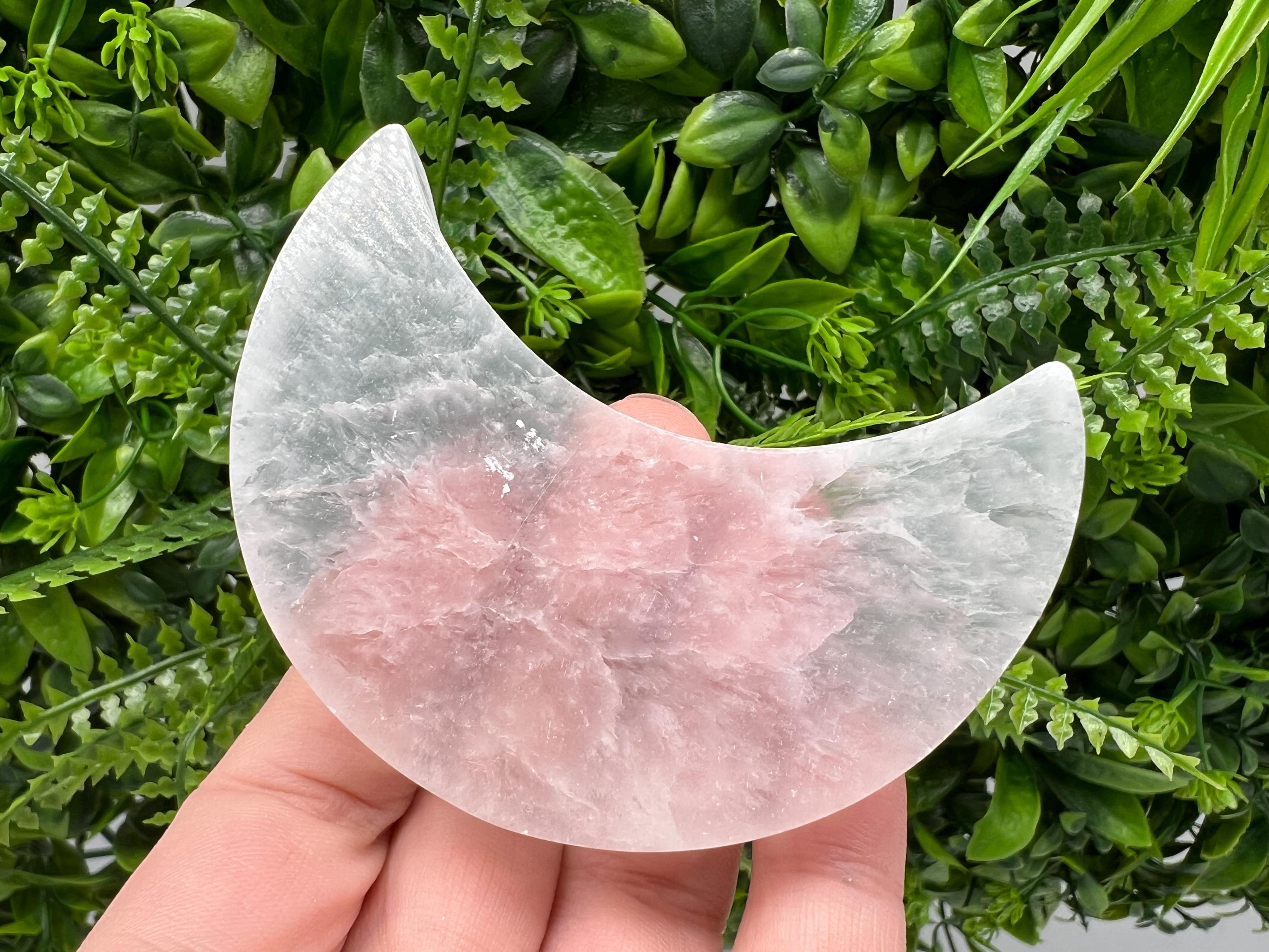 Polished Selenite Moon: Flat Crystal, Strong Energy (8/6cm)