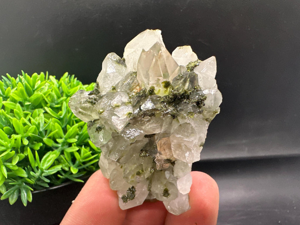 Rare Green Epidote Quartz Crystal Cluster - Eastern Anatolia, Turkey