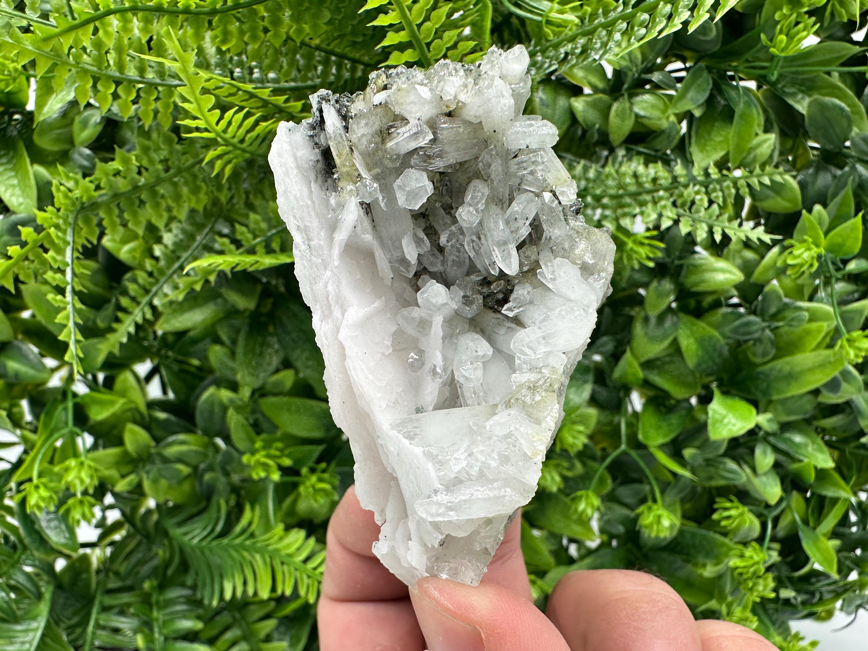 Quartz on Chlorite Matrix with Calcite, Bulgarian Mineral Specimen