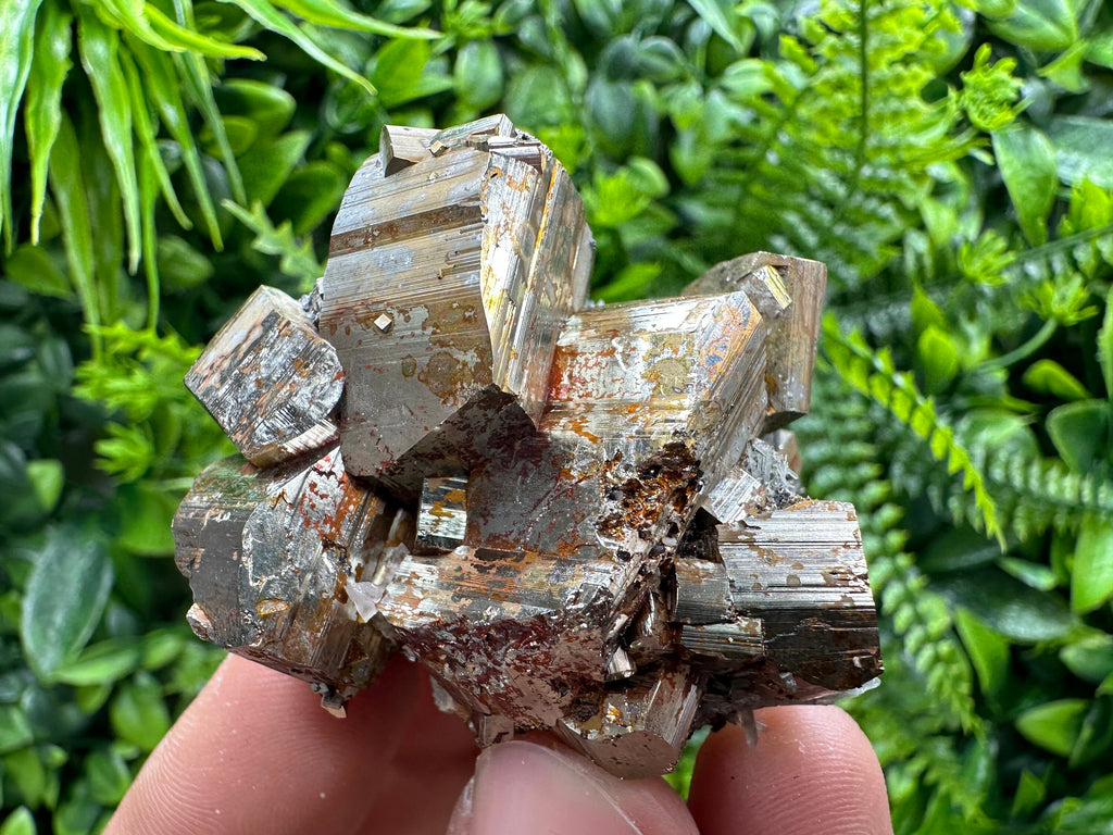 Double Sided Pyrite Cluster with Hematite, Madan Bulgaria
