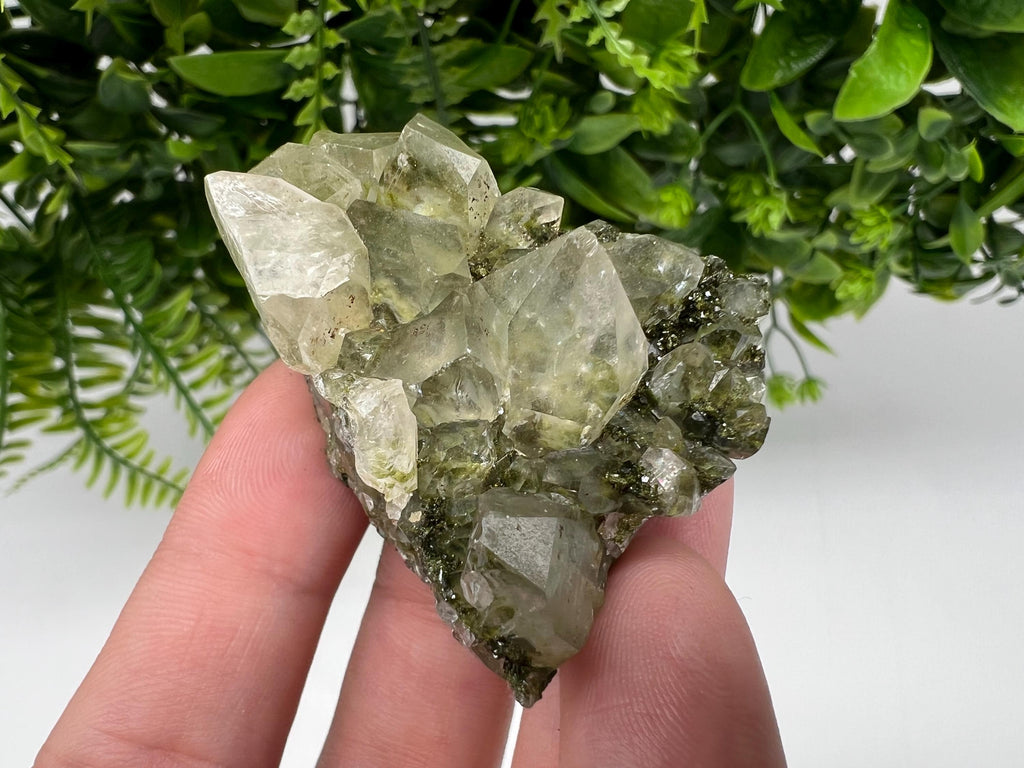 Sparkly Green Epidote with Quartz Crystals, Eastern Anatolian Mineral Decor
