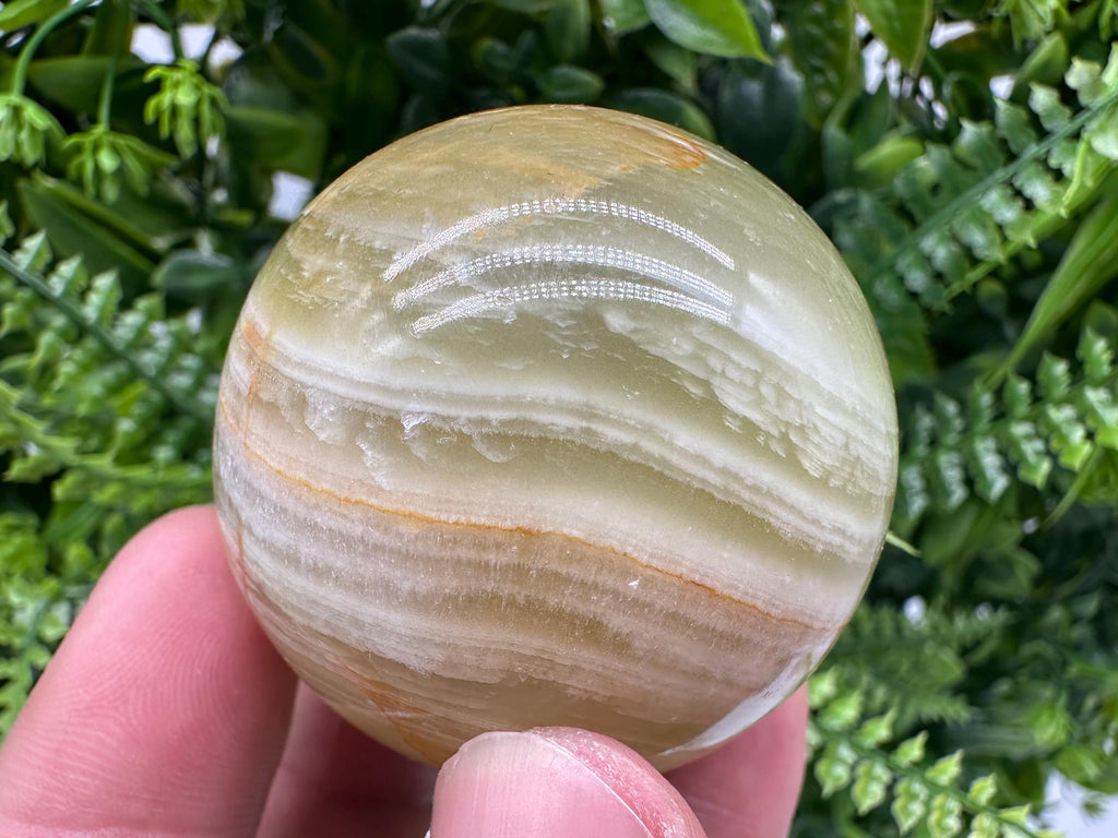 Green Onyx Sphere (5cm): Banded Calcite Healing Crystal
