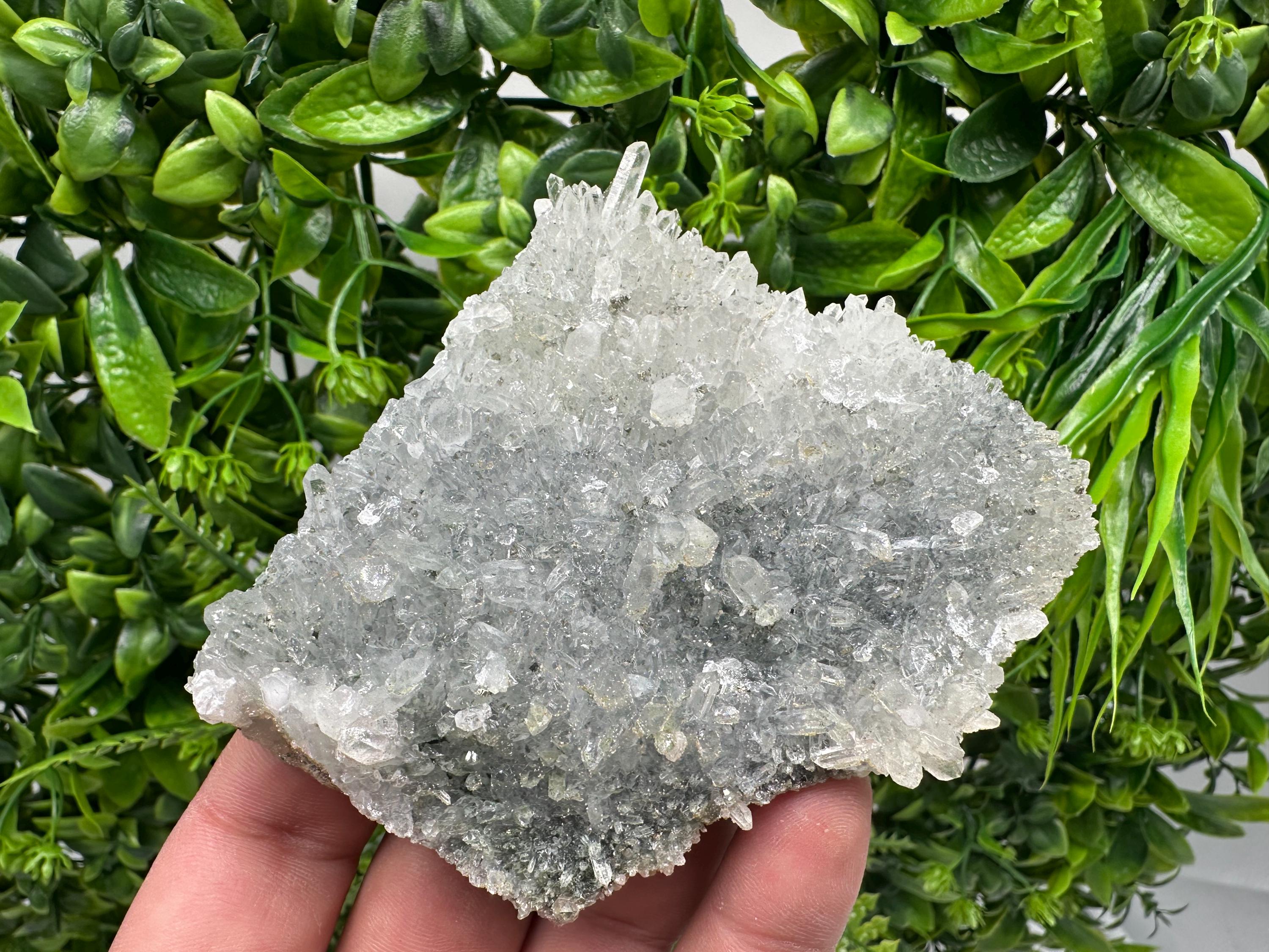 Chlorite Quartz Cluster: Bulgarian Mineral Specimen, Home Decor Stone