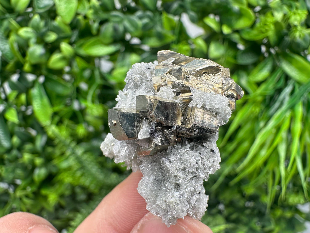 Pyrite on Green Quartz Mineral Specimen from Borieva Mine, Bulgaria