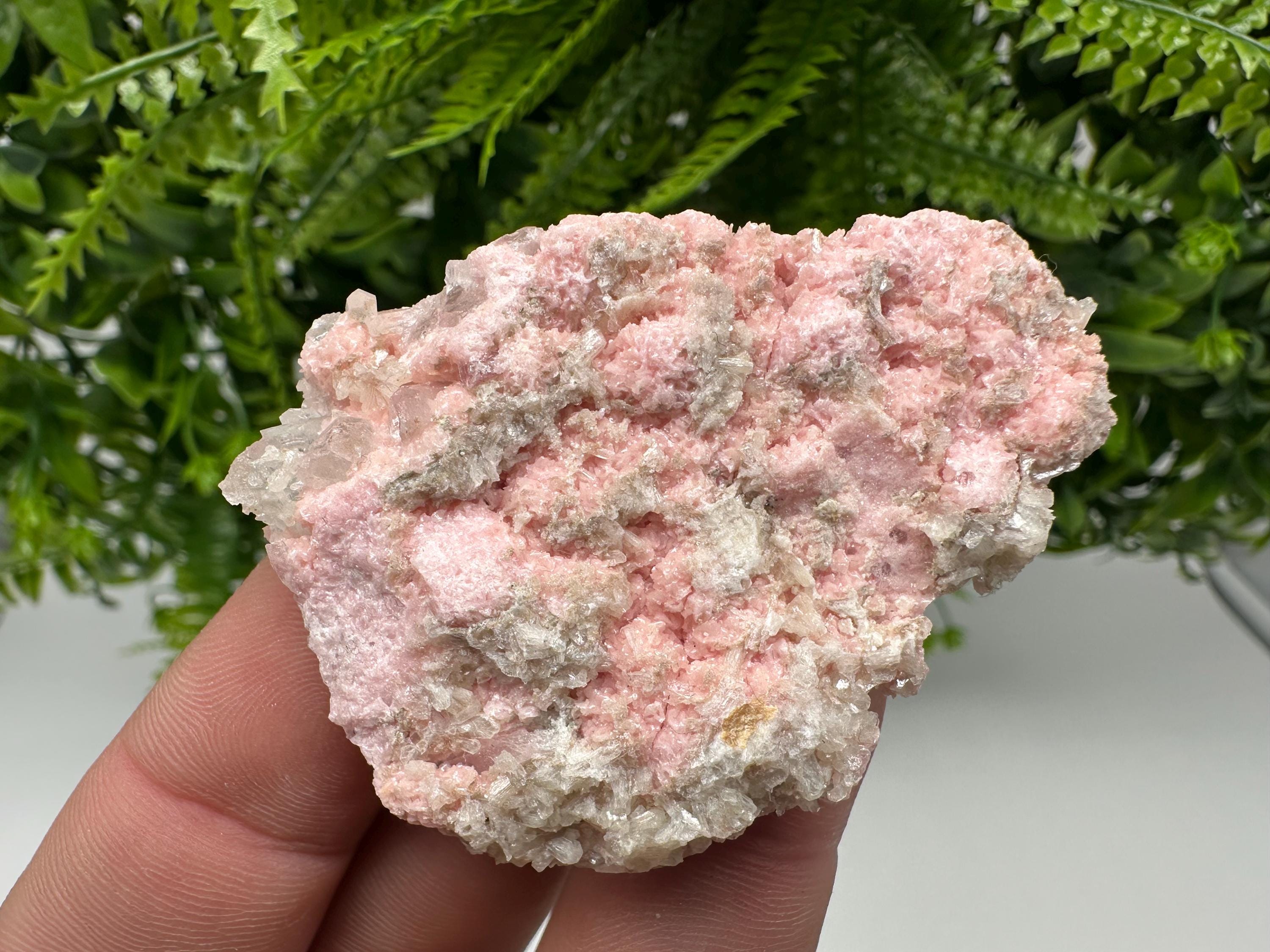 Rhodochrosite on Quartz: Pink Mineral Specimen, Starnica Mine