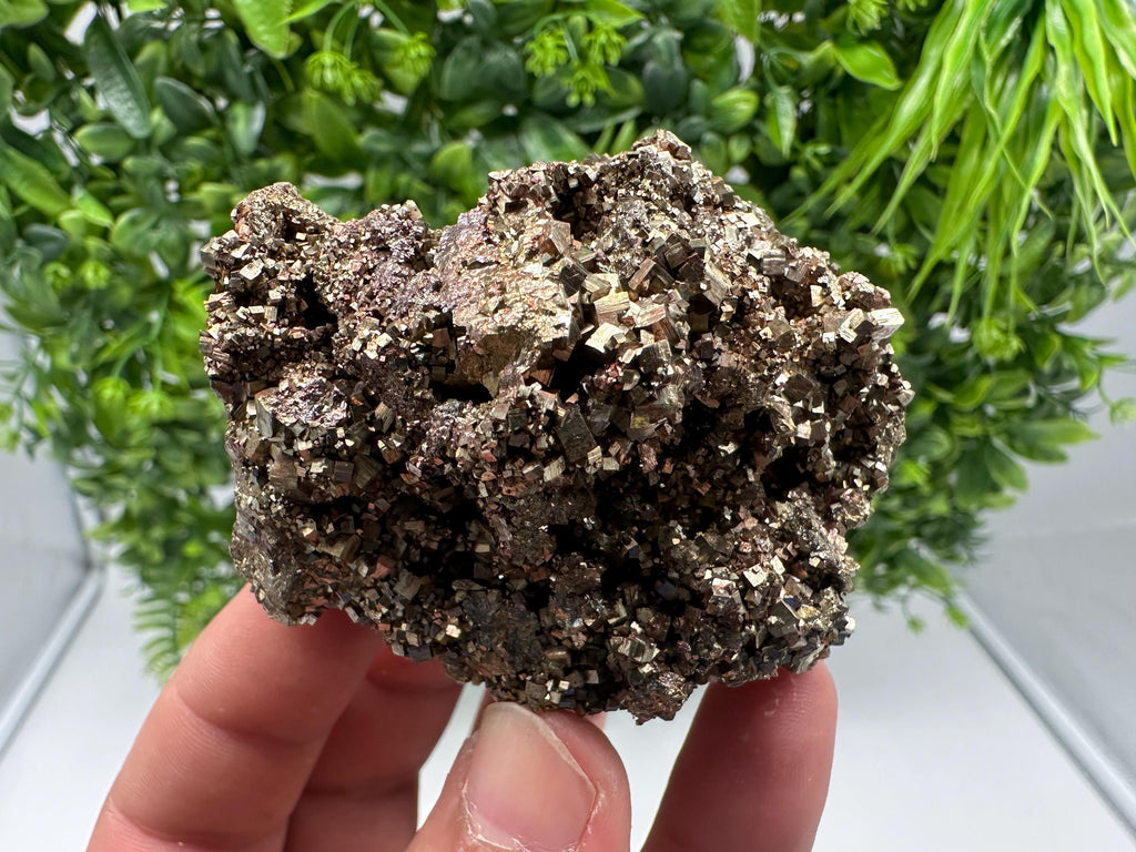 Rainbow Pyrite with Calcite, Natural Crystal Mineral Specimen, Borieva Bulgaria