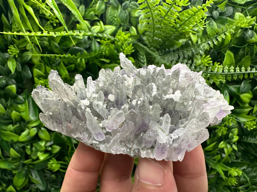 Amethyst Quartz Crystal Cluster with Calcite, Chlorite Inclusions