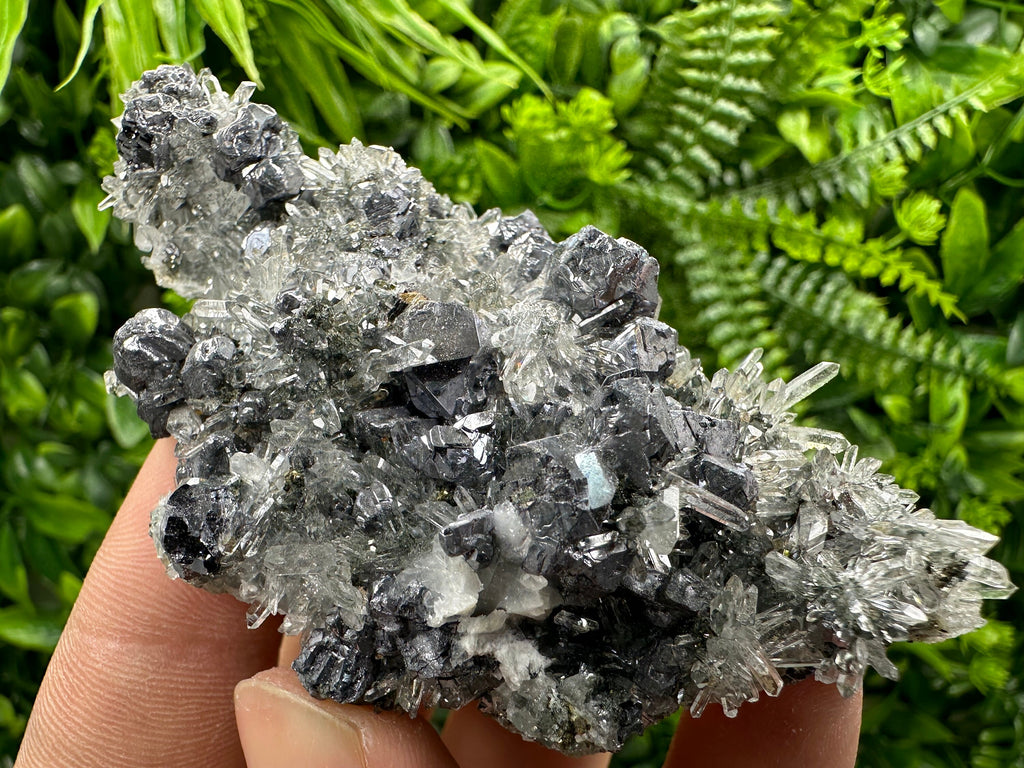 Galena Sphalerite on Quartz Crystal, Bulgaria Mineral Specimen