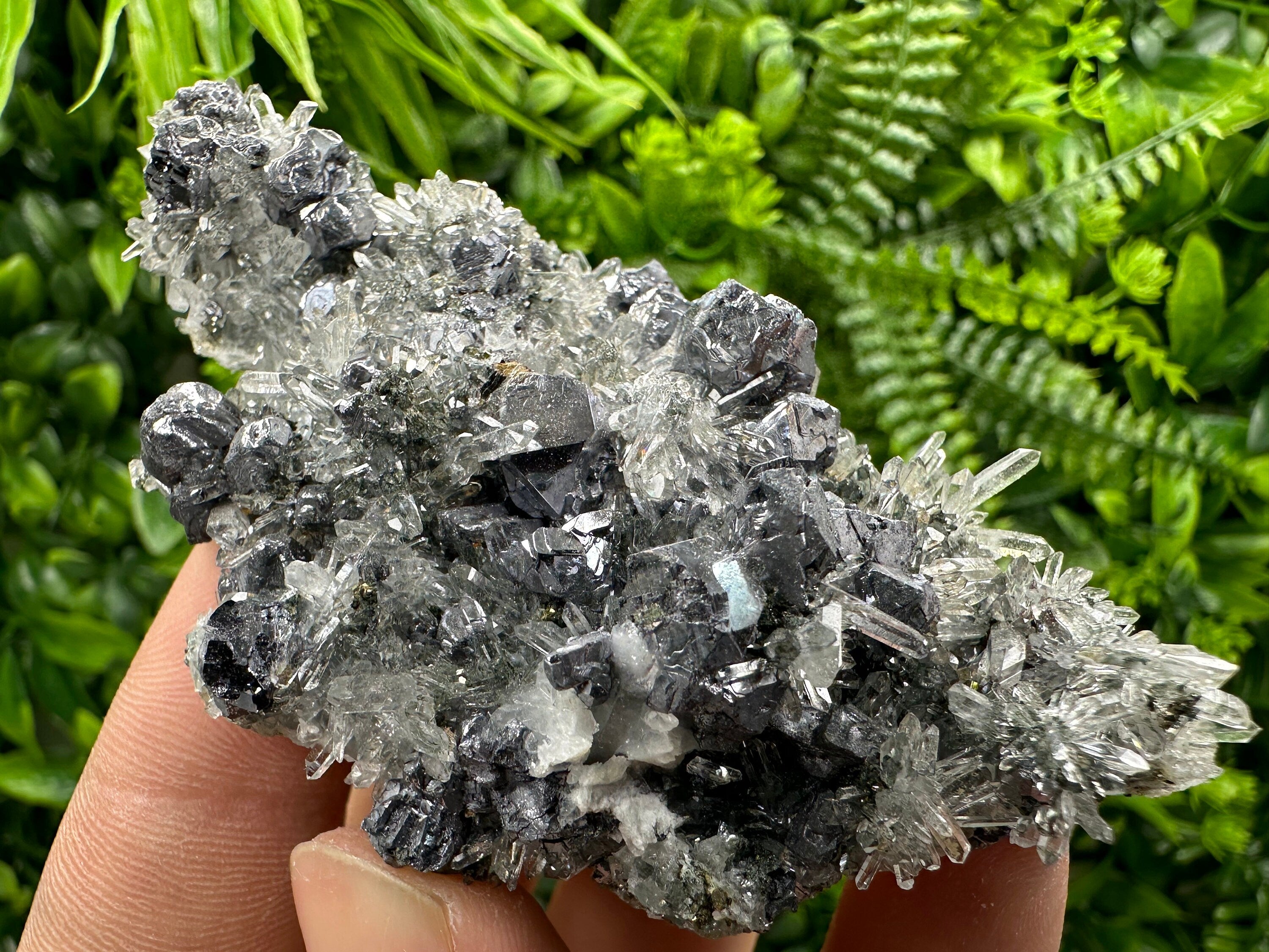 Galena Sphalerite on Quartz Crystal, Bulgaria Mineral Specimen