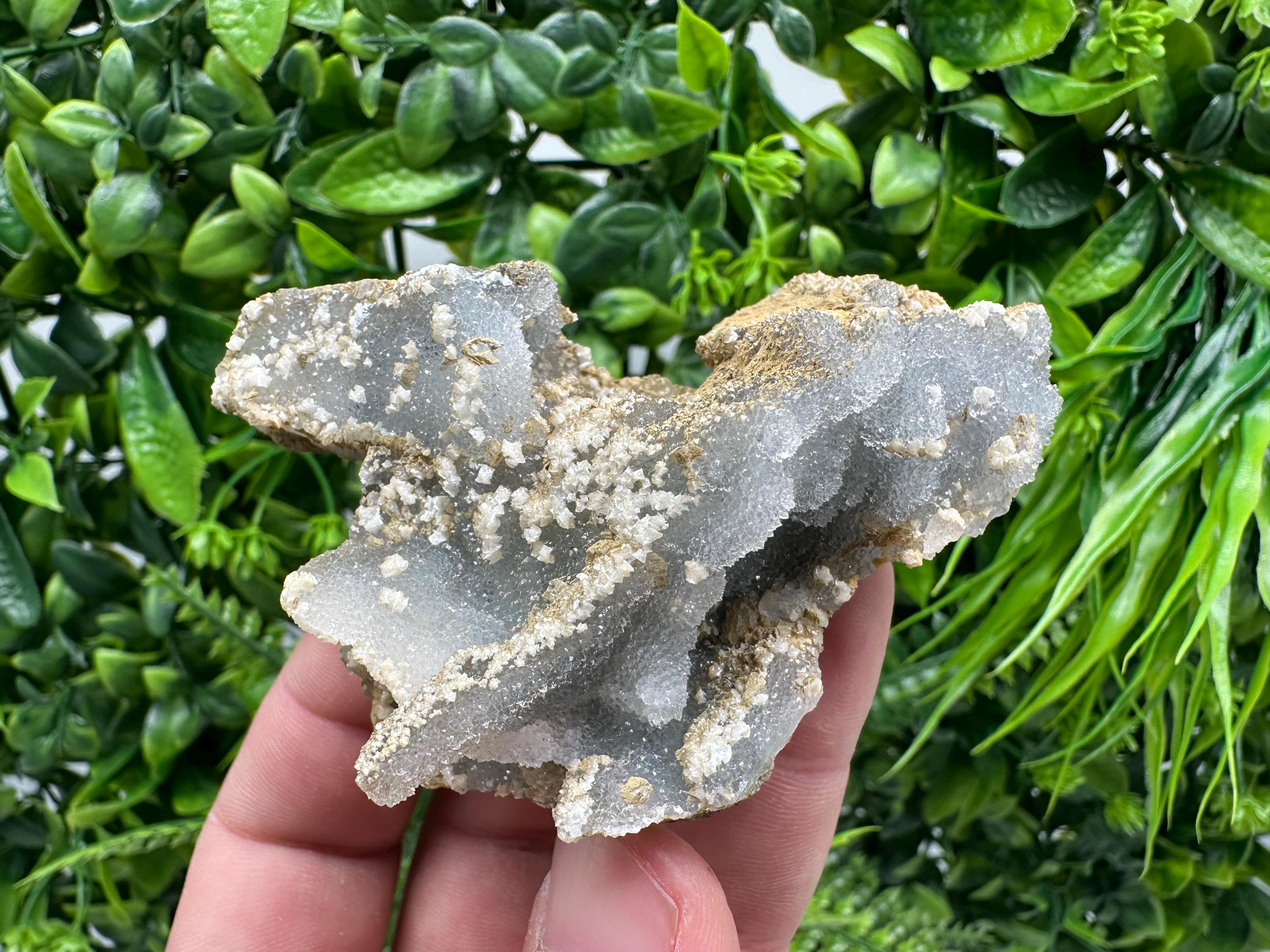 Blue Chalcedony Quartz with Chlorite Inclusions: Krushev Dol Mine Crystal