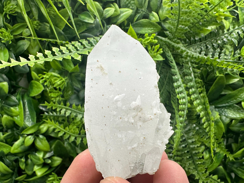 Quartz Cluster with Rhodochrosite and Chlorite Inclusions