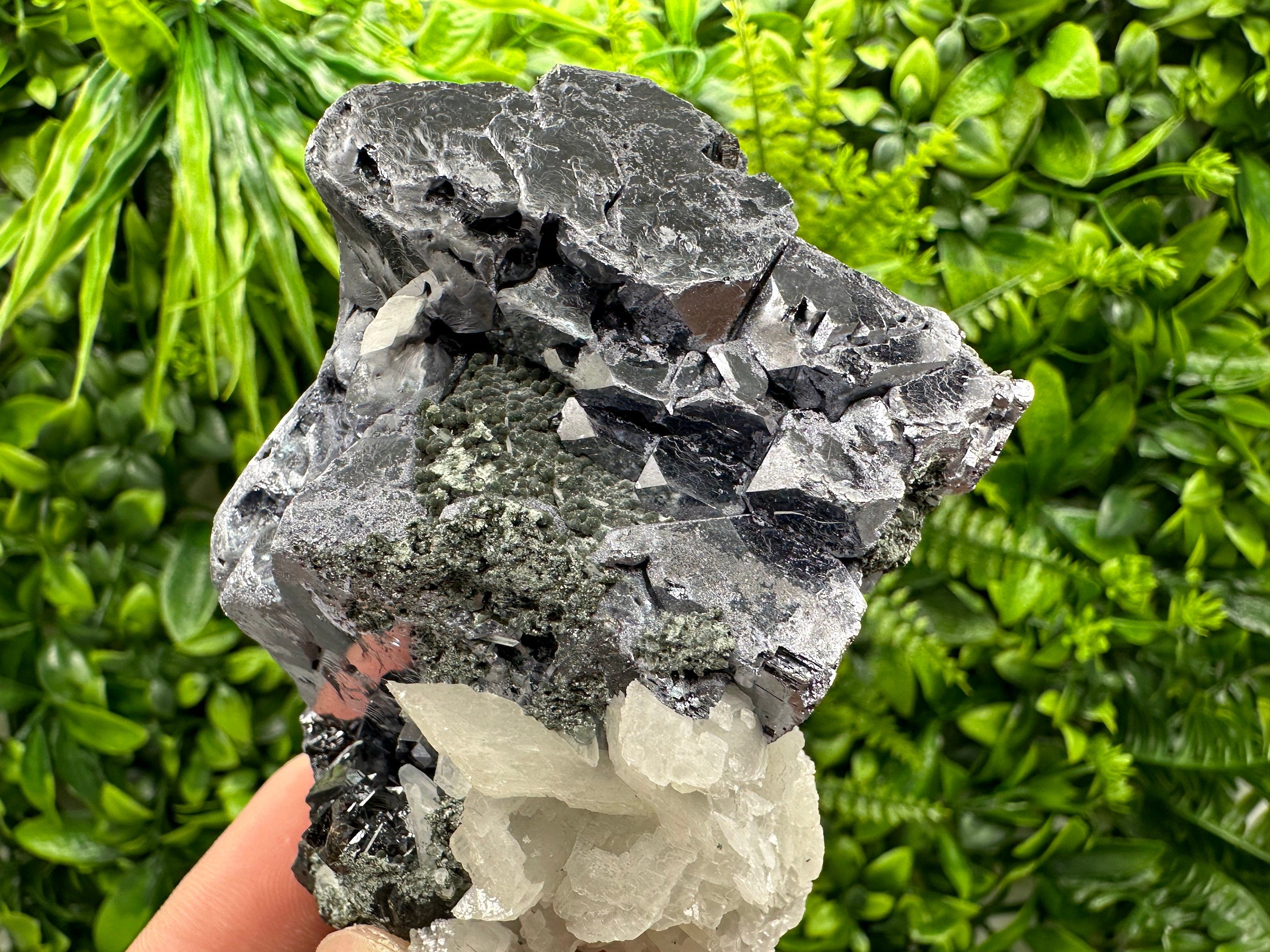 Skeletal Galena, Calcite, Sphalerite, and Chlorite Mineral Specimen