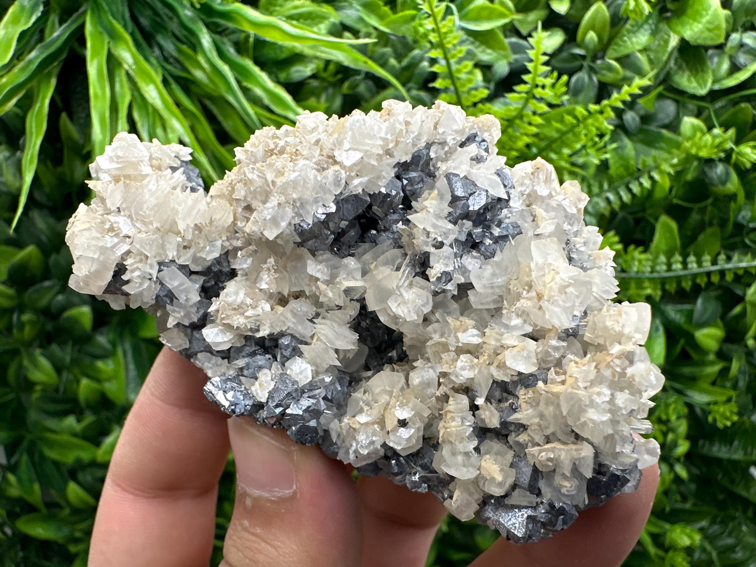 Galena Quartz Calcite Cluster, Bulgaria Mineral Specimen (10/6/4 cm)