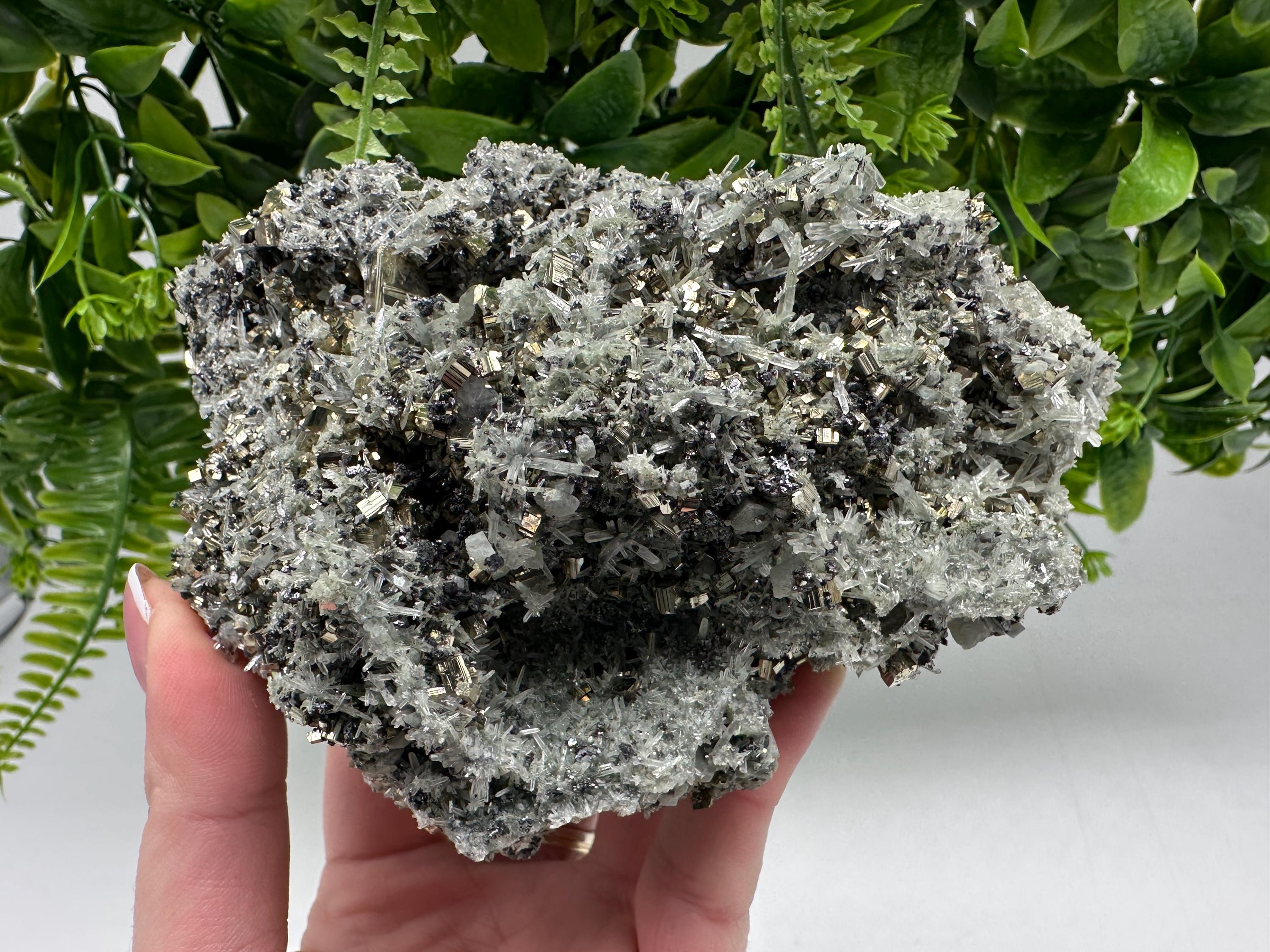 Stunning Pyrite on Quartz,Calcite from Borieva mine,Madan,Bulgaria,natural,collectible mineral specimen,home decor stone,collection crystal