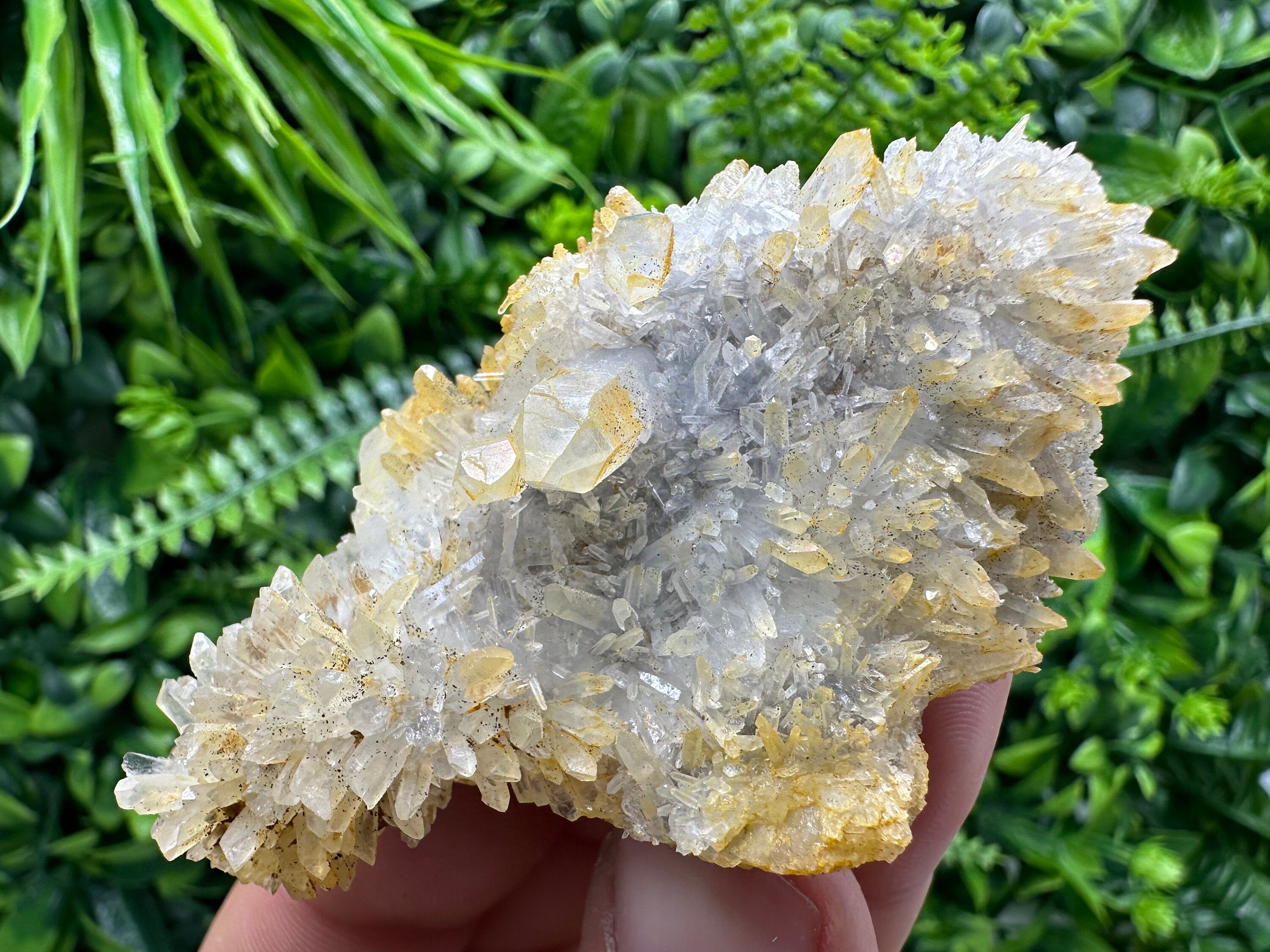 Transparent Quartz Cluster with Mineral Inclusions, Bulgaria