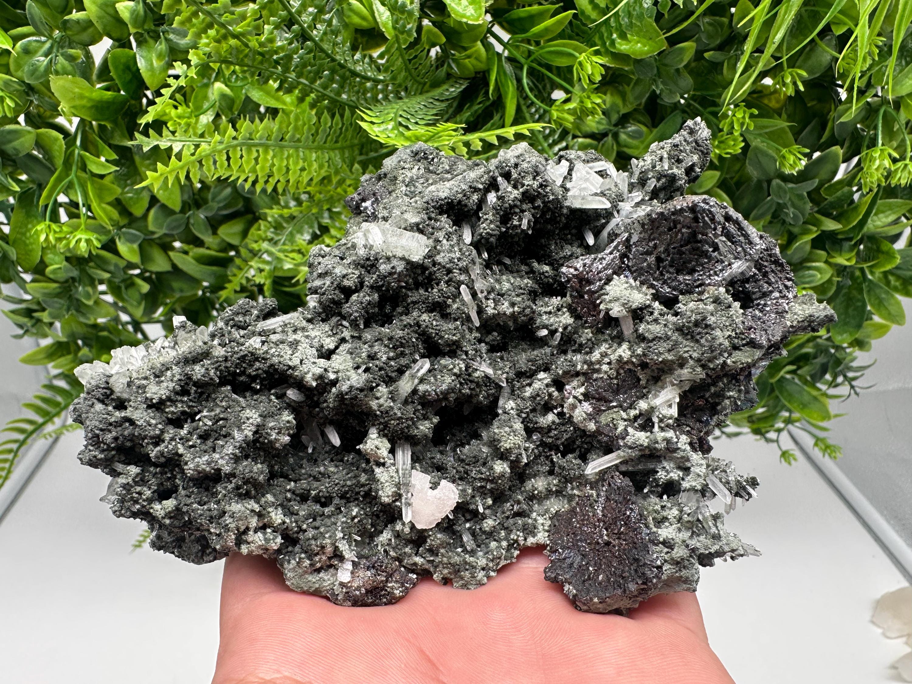 Lovely specimen Green Quartz inclusions Chlorite and Sphalerite/ Natural minerals/ Souvenir crystal gift minerals famous 9th September/Madan